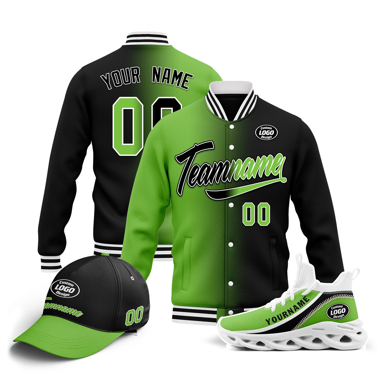 Custom Jacket, MaxSoul Shoes & Hat Combo - Personalized Outfit Set for Men & Women | Perfect for Outdoor Activities, Sports & Casual Wear | D028016