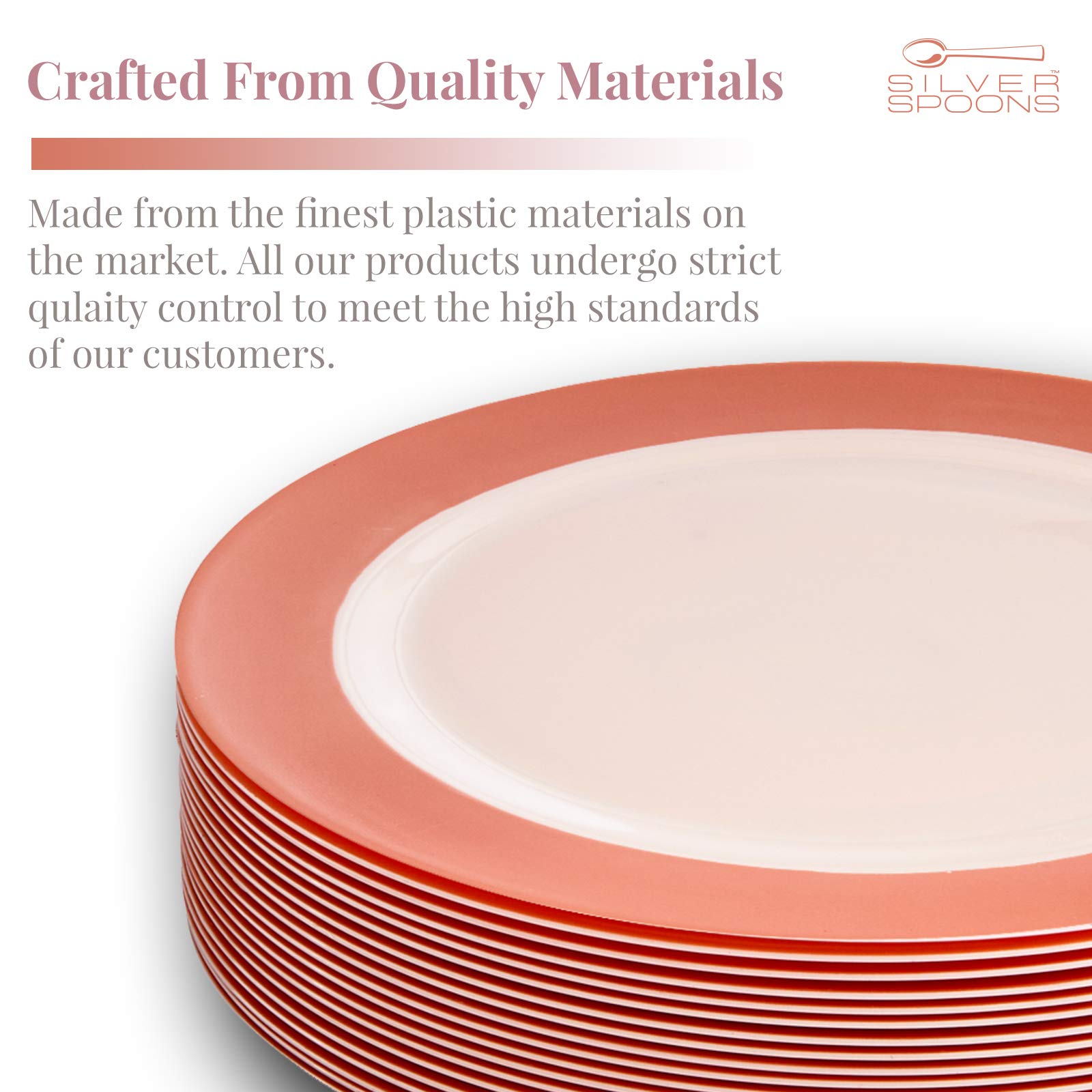Elegant Disposable Plastic Side Plates - Heavy Duty Cake Plates with Fine China Look, Pastel Blush Collection (20-Pack, 7.5 Inch) - Perfect for Birthday Parties, Weddings, Baby Showers & Elegant Events