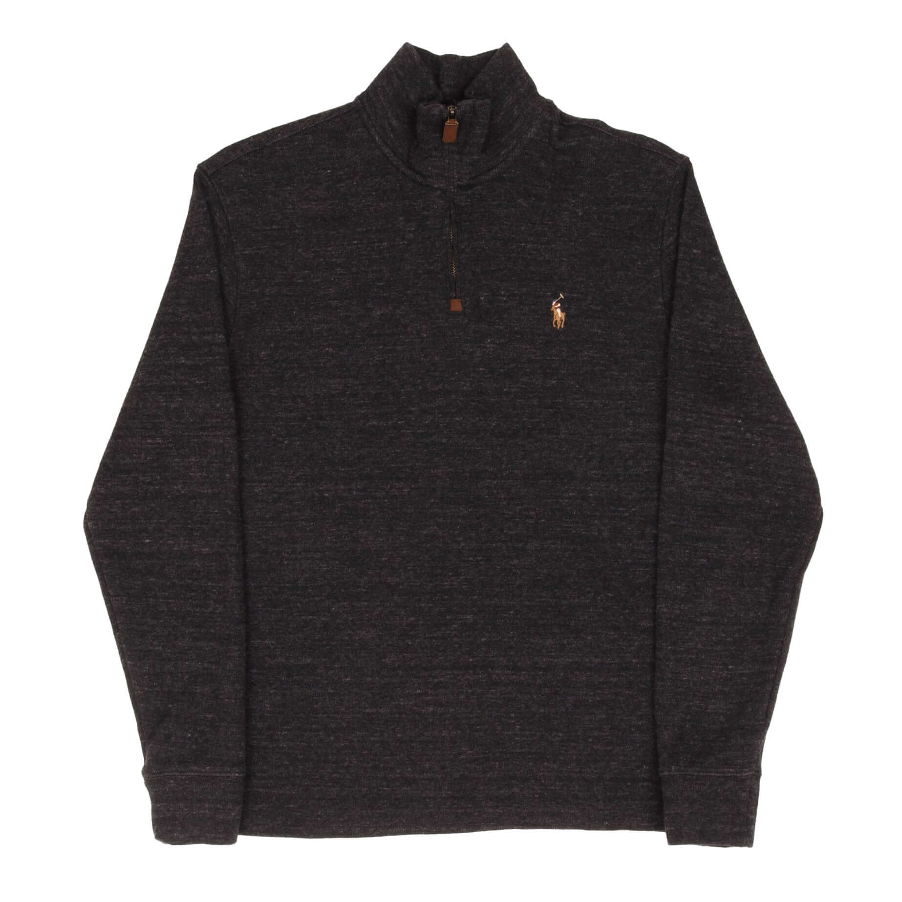POLO RALPH LAUREN Men's Dark Grey Quarter Zip Sweater - Medium Size | Casual Pullover for Work, Office & Outdoor Activities