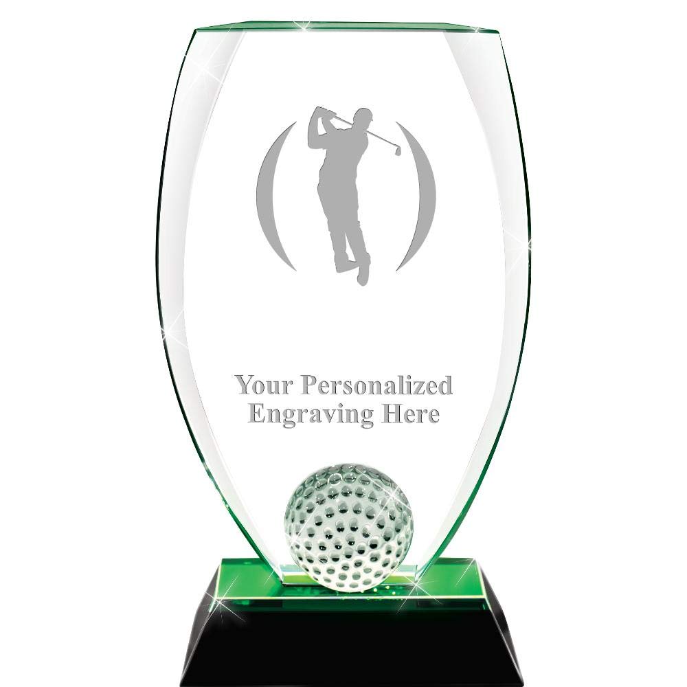 Custom Engraved 9.5 Inch Crystal Golf Trophy Award for Men | Personalized Golf Tournament Prize | Perfect for Championships, Corporate Events & Retirement Gifts
