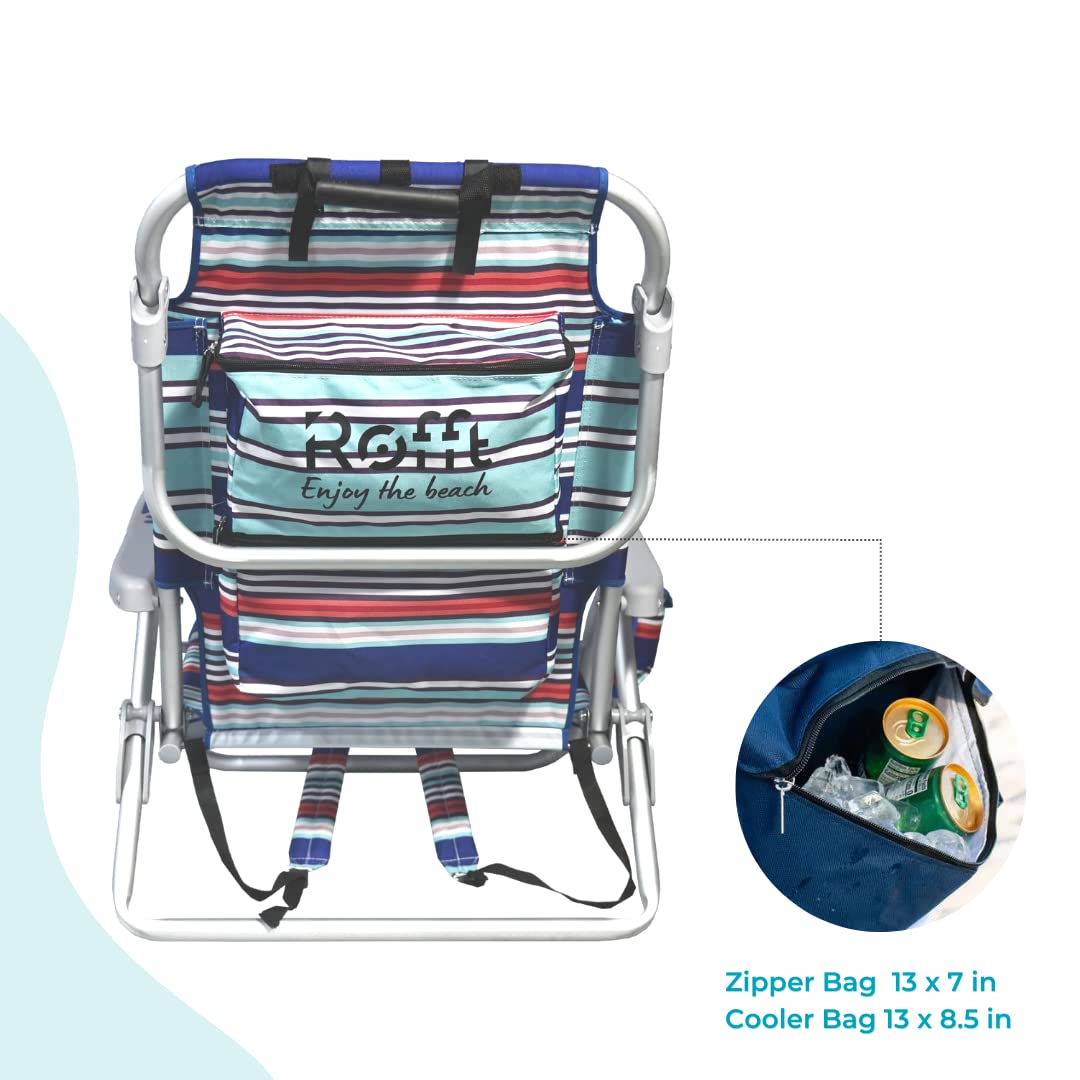 6-Position Reclining Beach Chair with Backpack Straps - Heavy Duty Folding Beach Chairs for Adults, Lightweight & Lay Flat Design - Perfect for Beach, Camping, Poolside & Outdoor Relaxation
