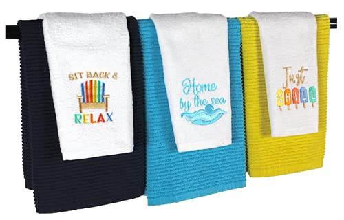 Serafina Home Soft & Absorbent Summer Guest Fingertip Towels - Quick Dry Bath Hand Towels for Poolside, Beach & Adirondack Chair Relaxation (Design 2)