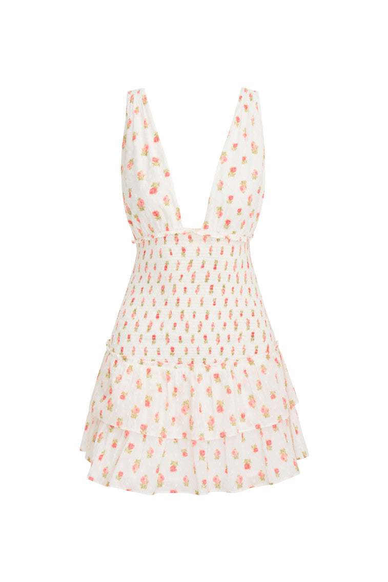 Rossi Women's Cotton Floral Smocked Mini Dress - Summer Casual Sundress for Beach, Vacation & Date Night