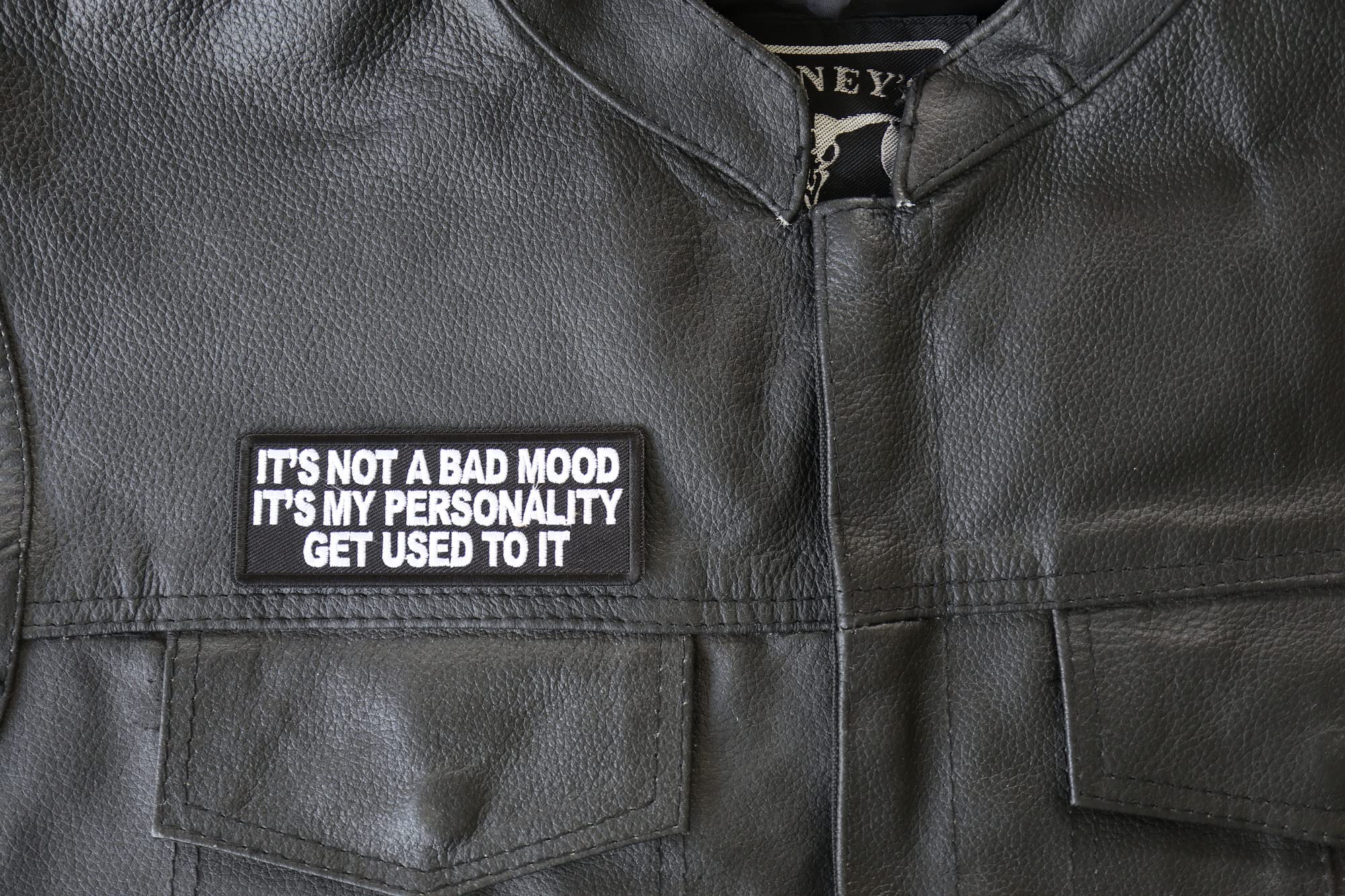 Funny Saying Patch - 'It's Not a Bad Mood It's My Personality Get Used to It' - Iron On Embroidered Applique for Jackets, Hats & Backpacks - Great for DIY Crafts & Gifts