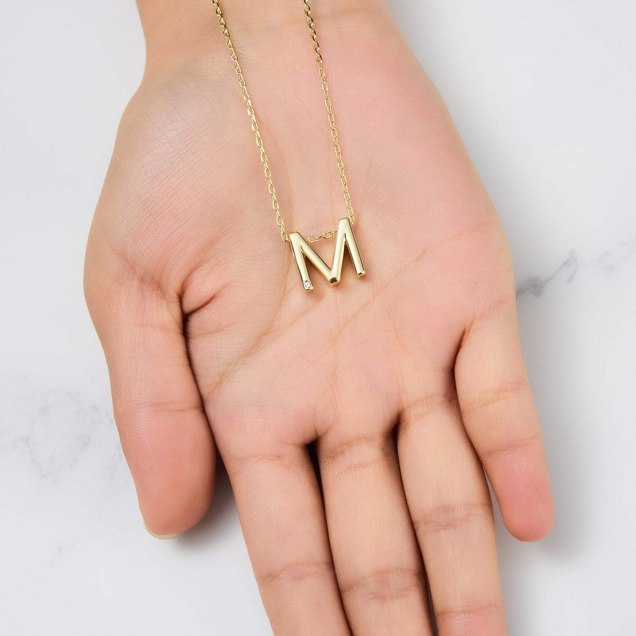 Gold Plated Initial Necklace A-Z with Zircondia® - Perfect Gift for Her