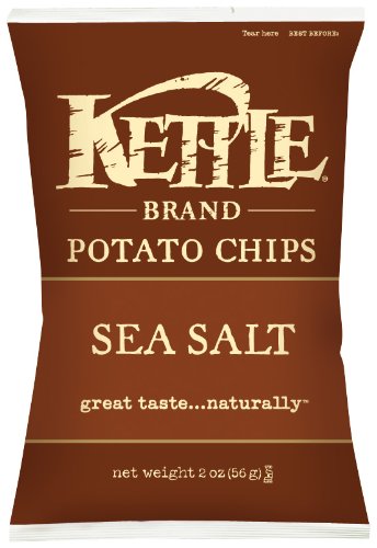 Crunchy Kettle Chips, Sea Salt Flavor, 2-Ounce Bags (Pack of 6) - Perfect for Snacking, Lunchboxes, and Party Platters