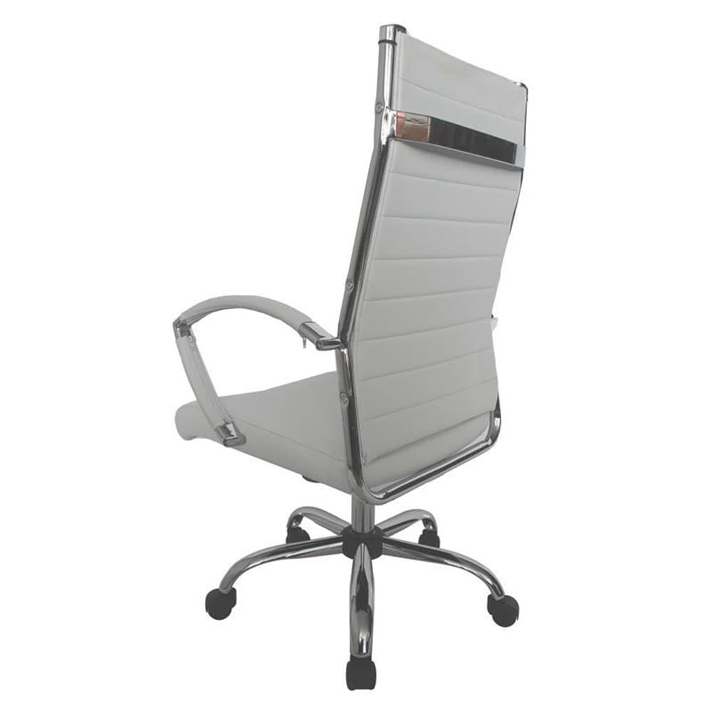 Furniture of America Damse White Faux Leather Large Adjustable Office Chair - Ergonomic Executive Desk Chair for Home & Office Workspace