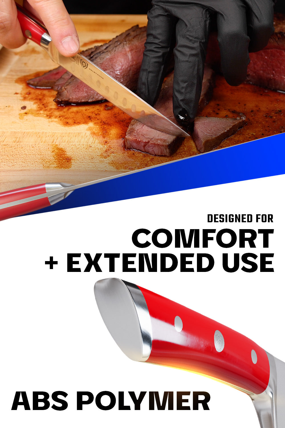 4-Piece Straight Edge Steak Knife Set with Red ABS Handles - Gladiator Series - NSF Certified - Dalstrong - Perfect for Steak Dinners, BBQ Parties & Kitchen Essentials