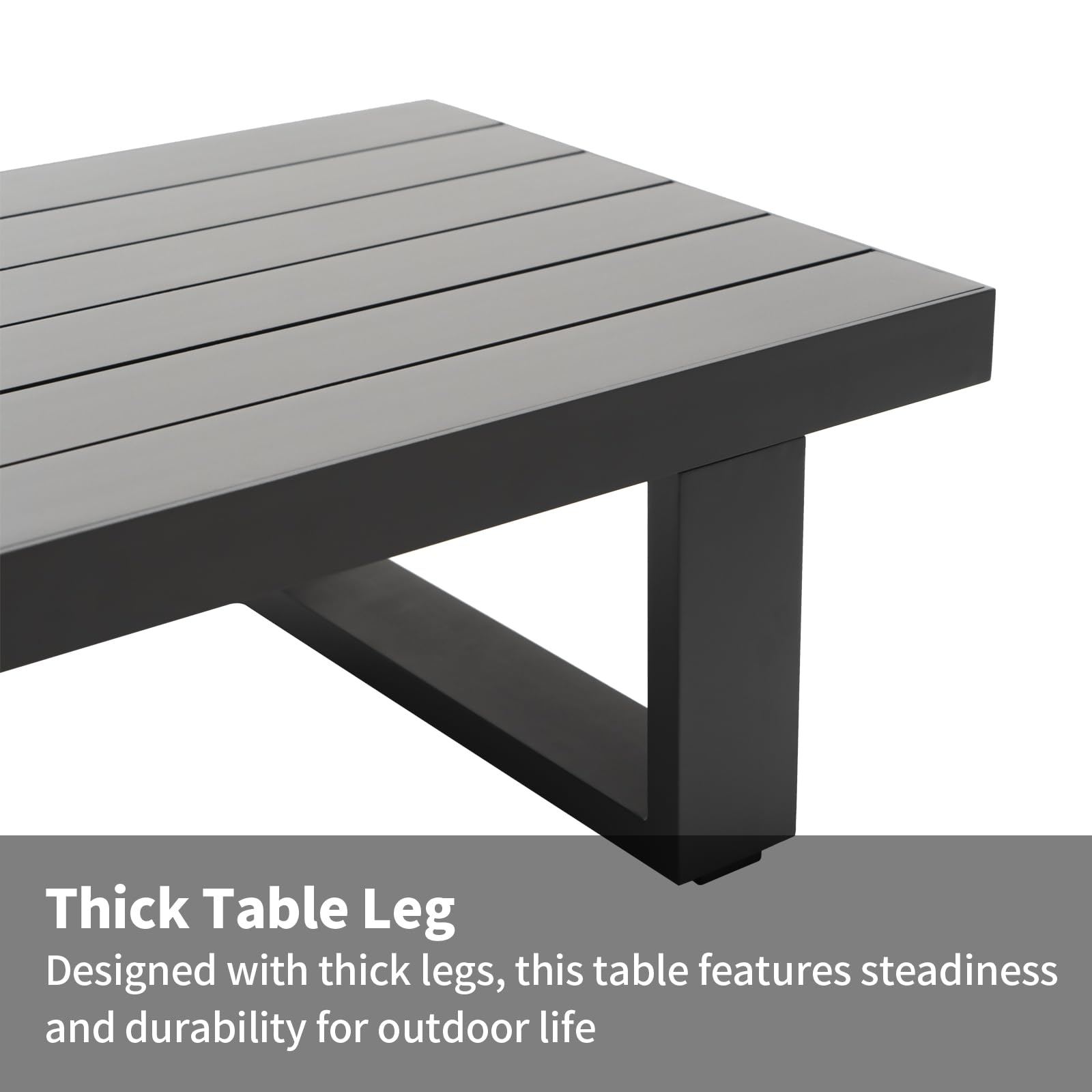 Weather-Resistant Outdoor Coffee Table for Patio - Durable Aluminum Rectangle Coffee Table for Garden, Deck & Backyard - Dark Grey Patio Furniture for Relaxing & Entertaining Outdoors