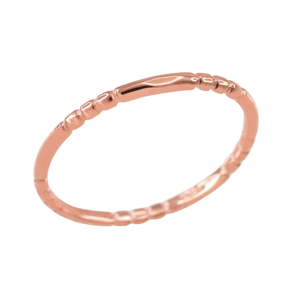 10k Rose Gold Finger Beaded Knuckle Ring - Elegant Stackable Jewelry for Women, Perfect for Everyday Wear, Parties & Special Occasions