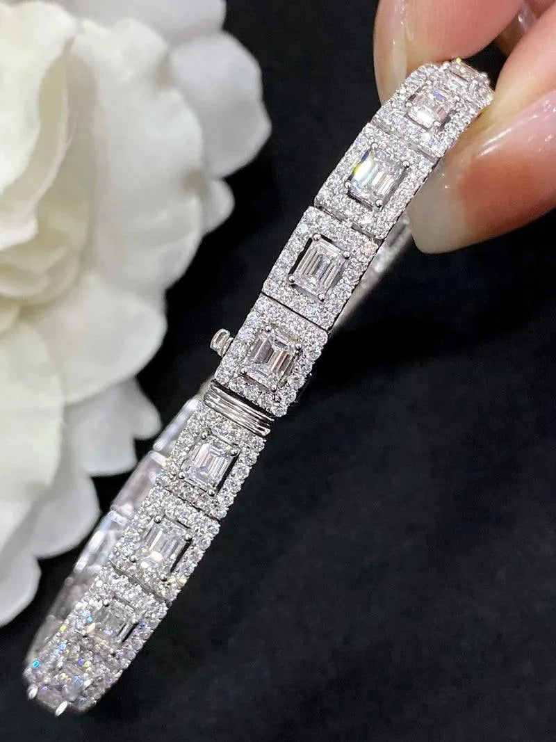 18K White Gold Diamond Bracelet for Women - 7.8 Carat Natural Diamonds Luxury Wedding Jewelry | Engagement Party, Anniversary Gift, Bridal Accessory, Special Occasion Jewelry