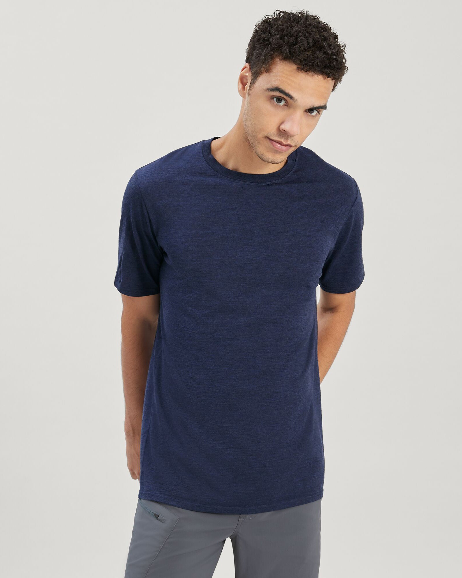 Premium 100% Merino Wool Men's T-Shirt - Midnight Navy Marle | Soft Breathable Base Layer for Hiking, Travel & Everyday Wear