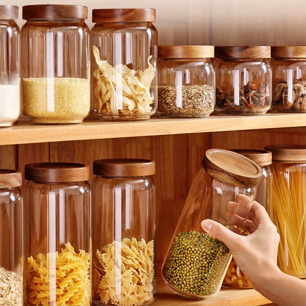 Premium Hector Kitchen Canisters with Airtight Bamboo Lids - 3-Piece Set for Flour, Sugar & Coffee Storage | Perfect for Pantry Organization & Countertop Decor