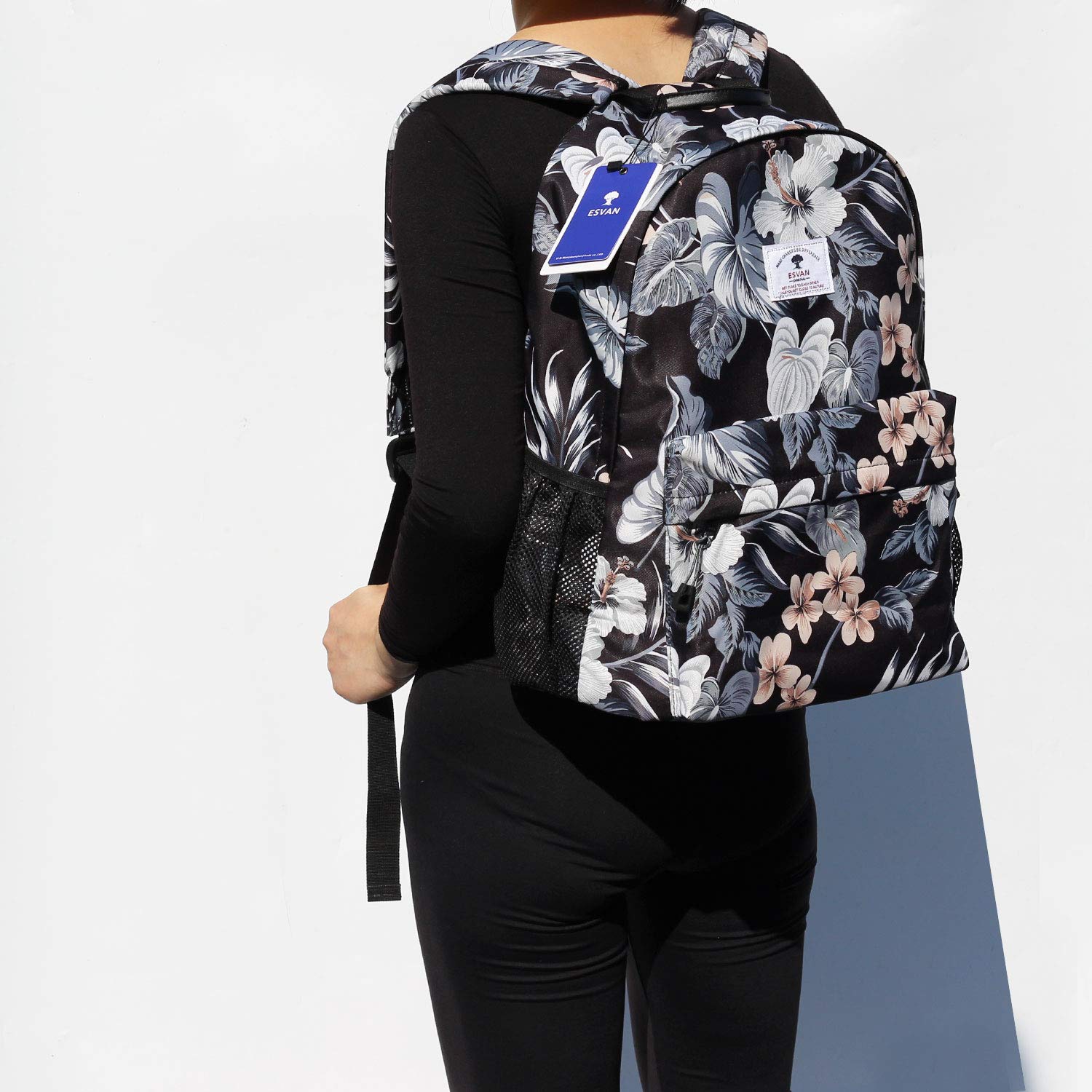 Floral Leaf Waterproof Travel Backpack - Lightweight Gym Hiking Backpack for Women & Men - Perfect for Yoga, Beach, Shopping & Outdoor Adventures