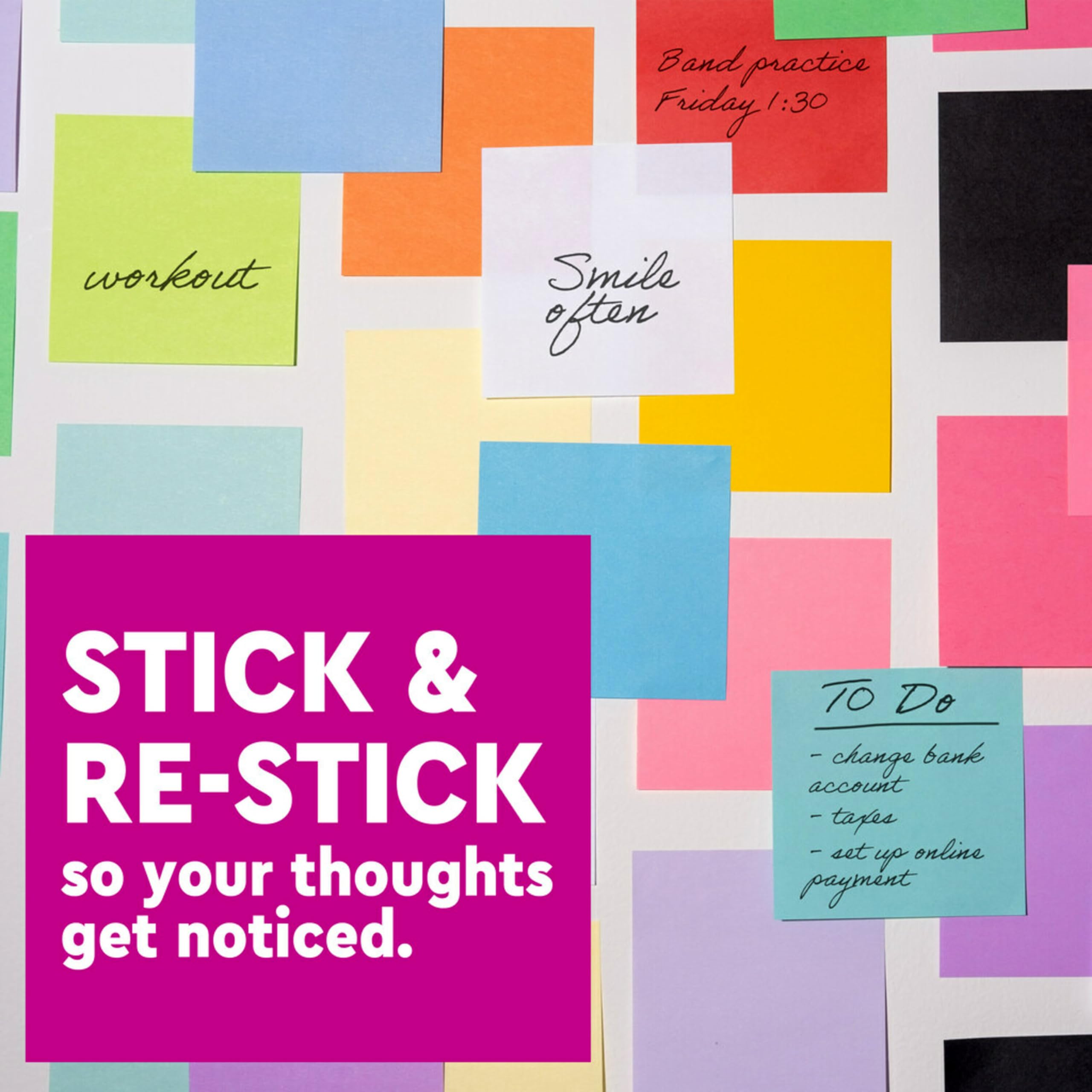 Super Sticky Notes 5-Pack, 3x3 Inch Extra Strong Adhesive Post-it Notes for School, Office & Home - Perfect for Vertical Surfaces, Monitors, Walls & Windows (First Snow White) - Great for Reminders, Planning & Organization
