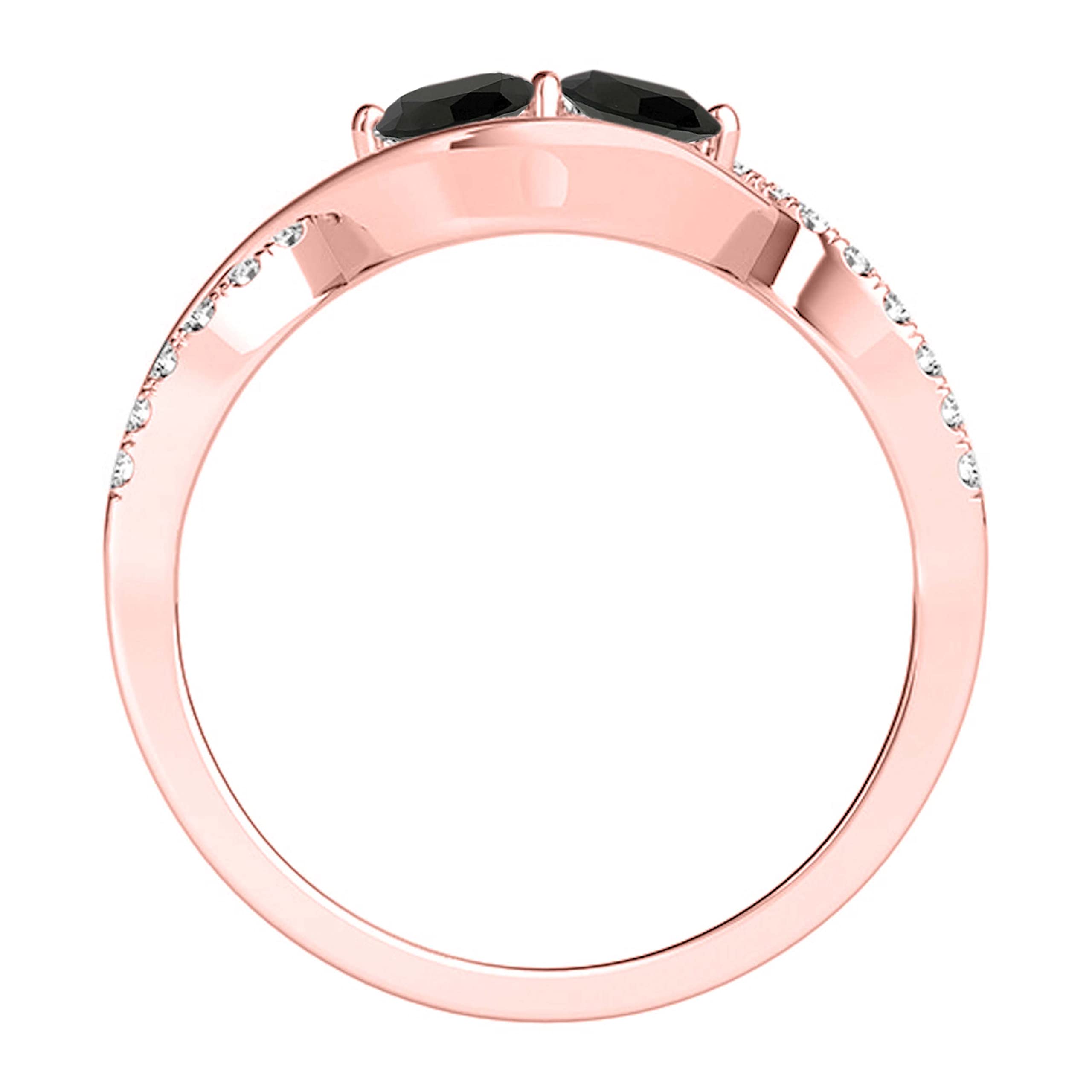 1.25 Carat Two Stone Black & White Diamond Engagement Ring in 14K Solid Rose, White & Yellow Gold - Perfect for Proposals, Anniversaries & Special Occasions