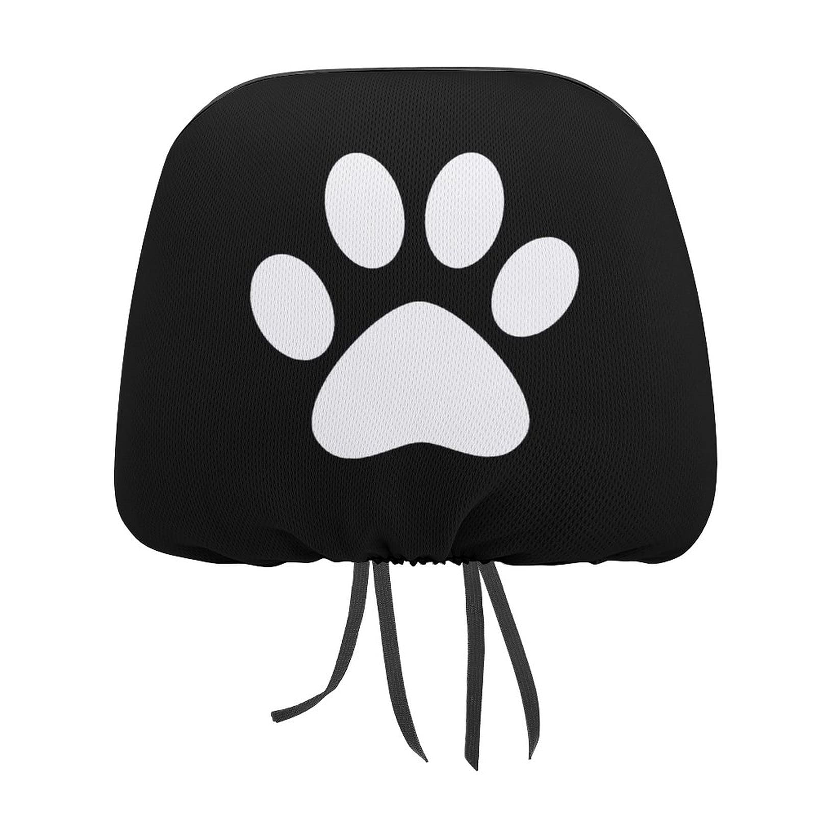Bagea-Ka 2 Pack Black Animal Paw Print Car Headrest Covers - Universal Fit for Most Car & Truck Models - Seat Protector for Men & Women - Perfect for Pet Lovers & Road Trips