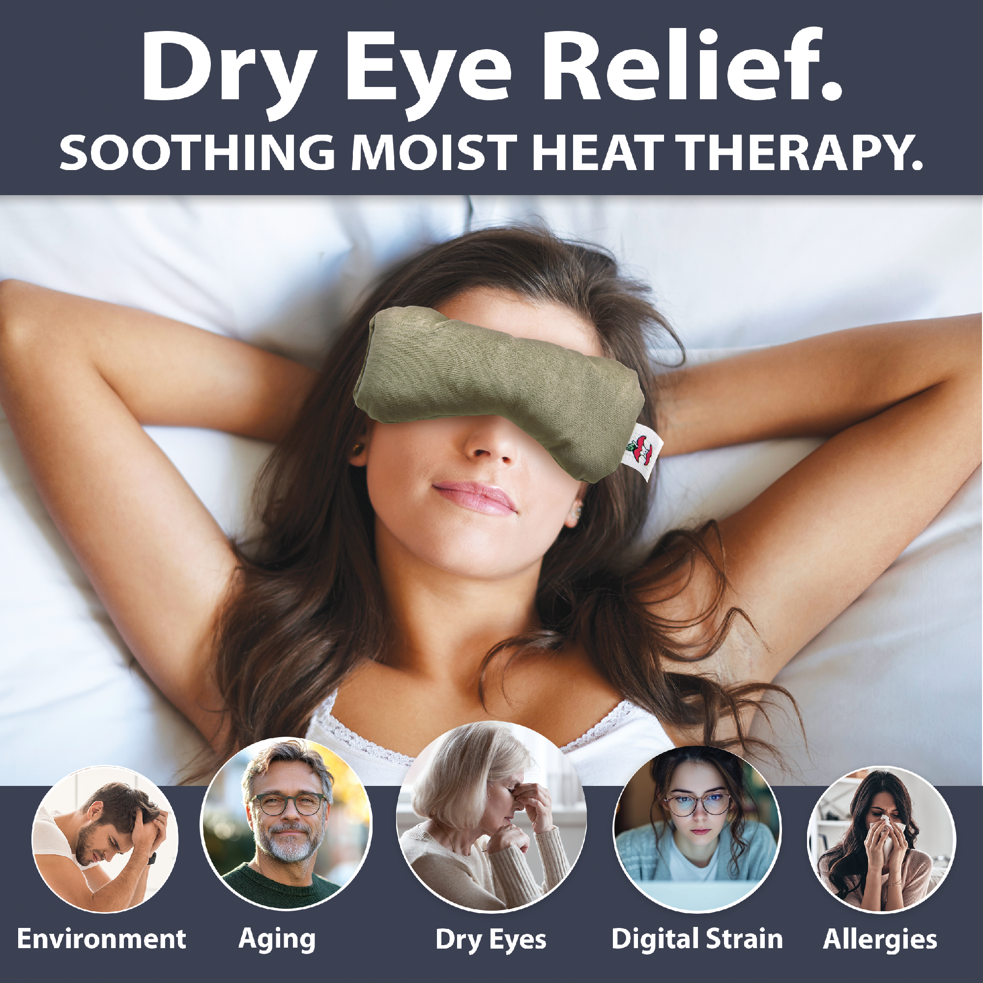 MicroBeads Dry Eye Compress Moist Heat Pack for Dry Eyes Relief - Soothing Warm Eye Mask for Eye Strain, Blepharitis & MGD Treatment - Perfect for Home & Office Use
