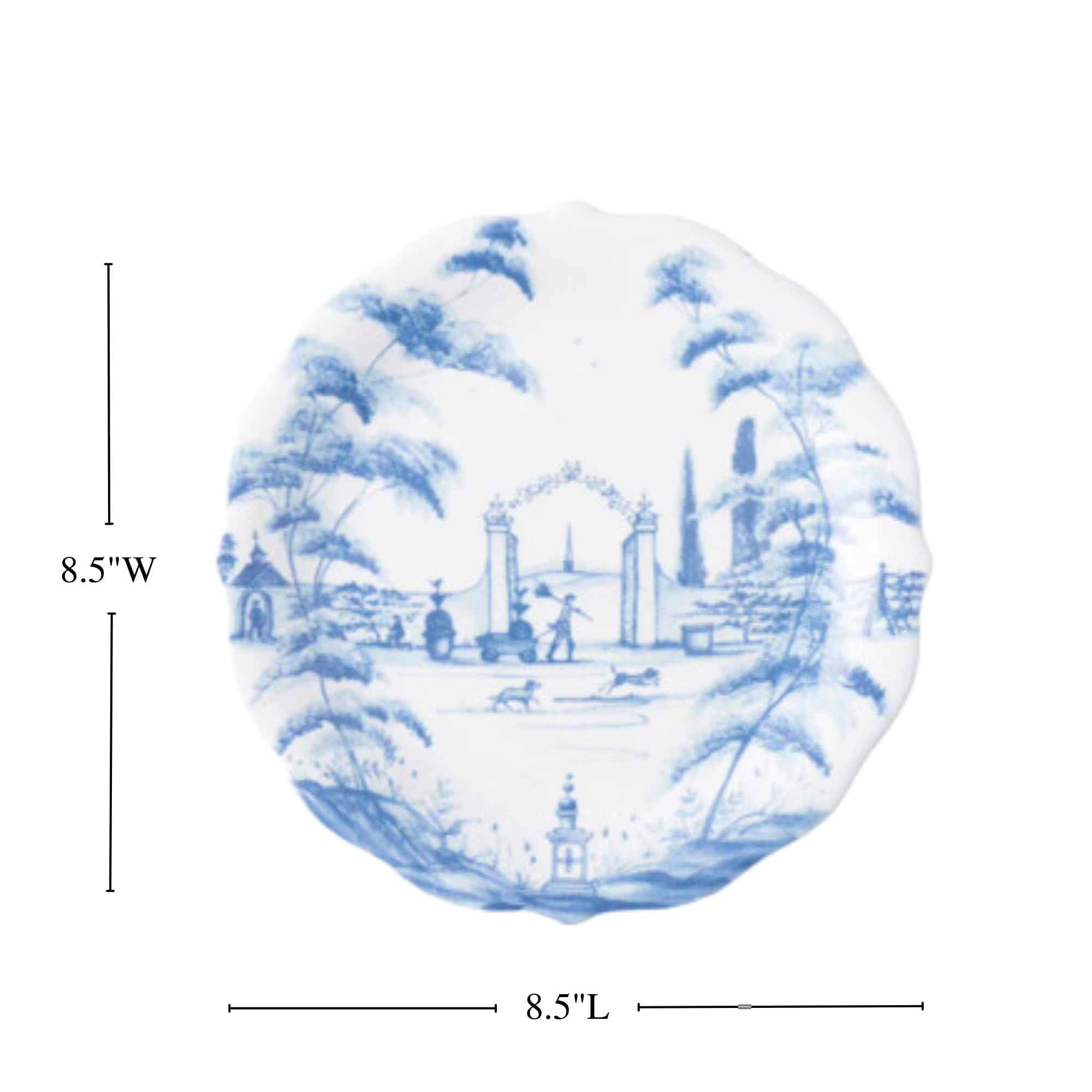 Juliska Country Estate Delft Blue Dinner Plates Set of 4 - Elegant Blue and White Ceramic Plates for Dinner Parties, Bridal Showers & Special Occasions