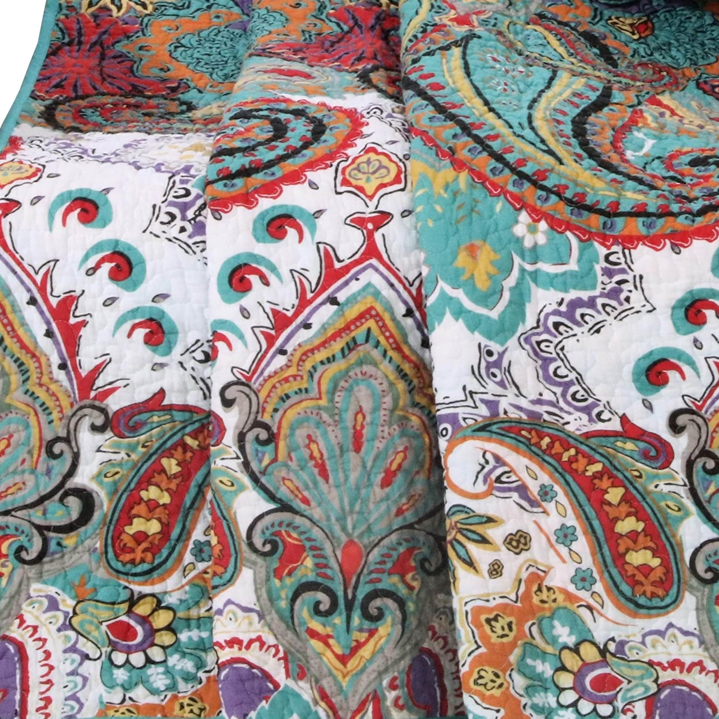 Benjara 3-Piece Queen Size Cotton Quilt Set - Paisley Print Blue Bedding for Comfort & Style | Perfect for Master Bedroom, Guest Room & Cozy Home Decor