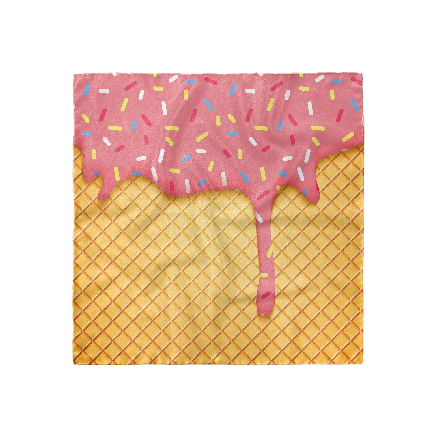 Ambesonne Ice Cream Print Headscarf - Soft Waffle Pattern Hijab Scarf for Women - Perfect for Summer Fashion, Beach Outings & Modest Wear