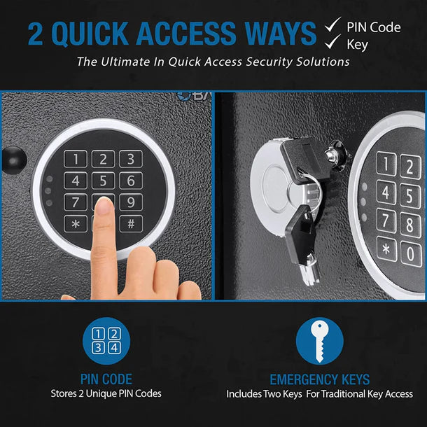 Barska AX13942 Digital Keypad Security Safe - Fireproof & Waterproof Home & Office Safe for Cash, Jewelry, Documents - Perfect for Bedroom, Closet, or Business Use