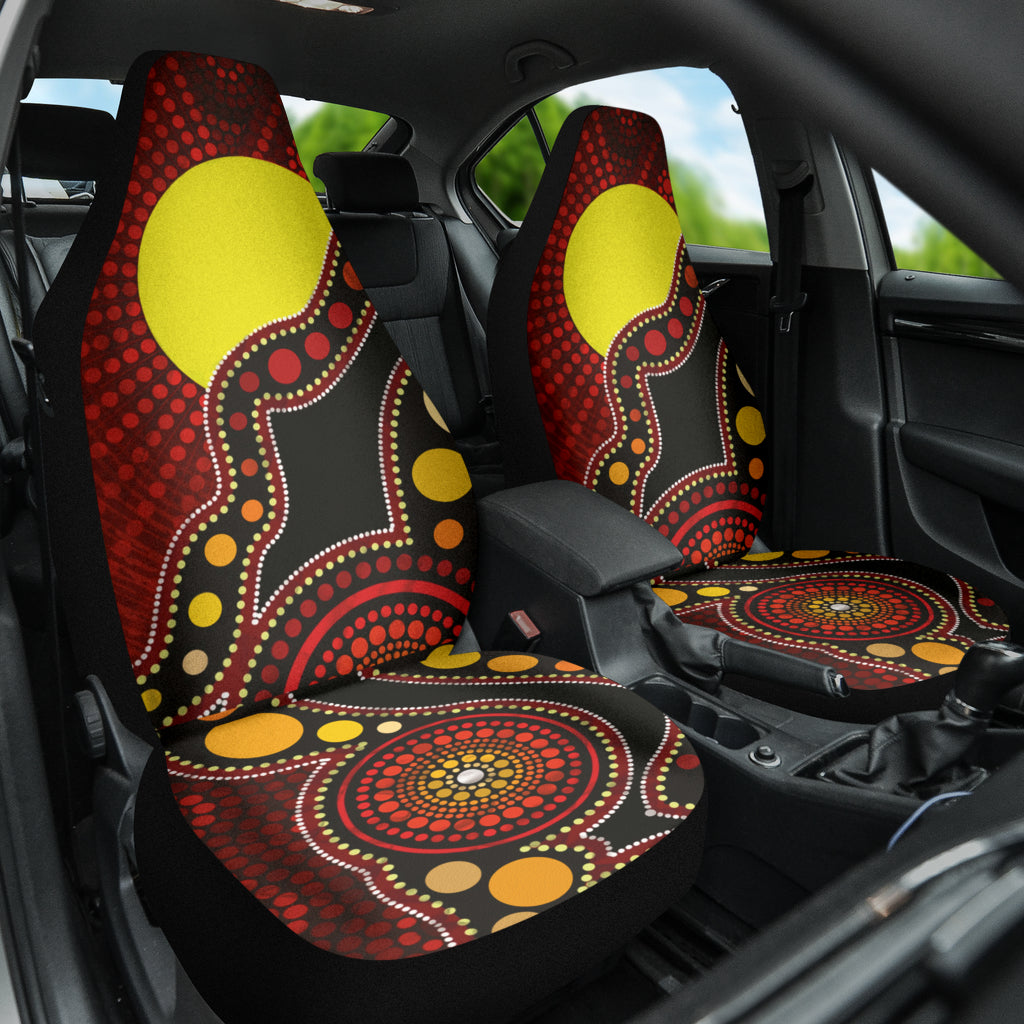 Authentic Australian Indigenous Dot Art Car Seat Covers - Premium 2-Piece Set for Cars & SUVs | Stylish Protection for Seats | Perfect for Road Trips & Daily Commutes