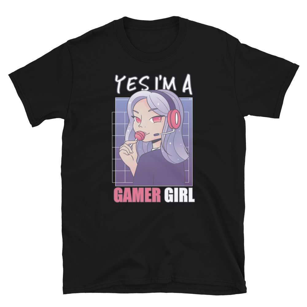 Funny 'Yes I'm A Gamer Girl' Anime Gaming T-Shirt - Perfect for Gamers, Streamers & Anime Lovers - Great for Gaming Sessions, Cosplay & Everyday Wear