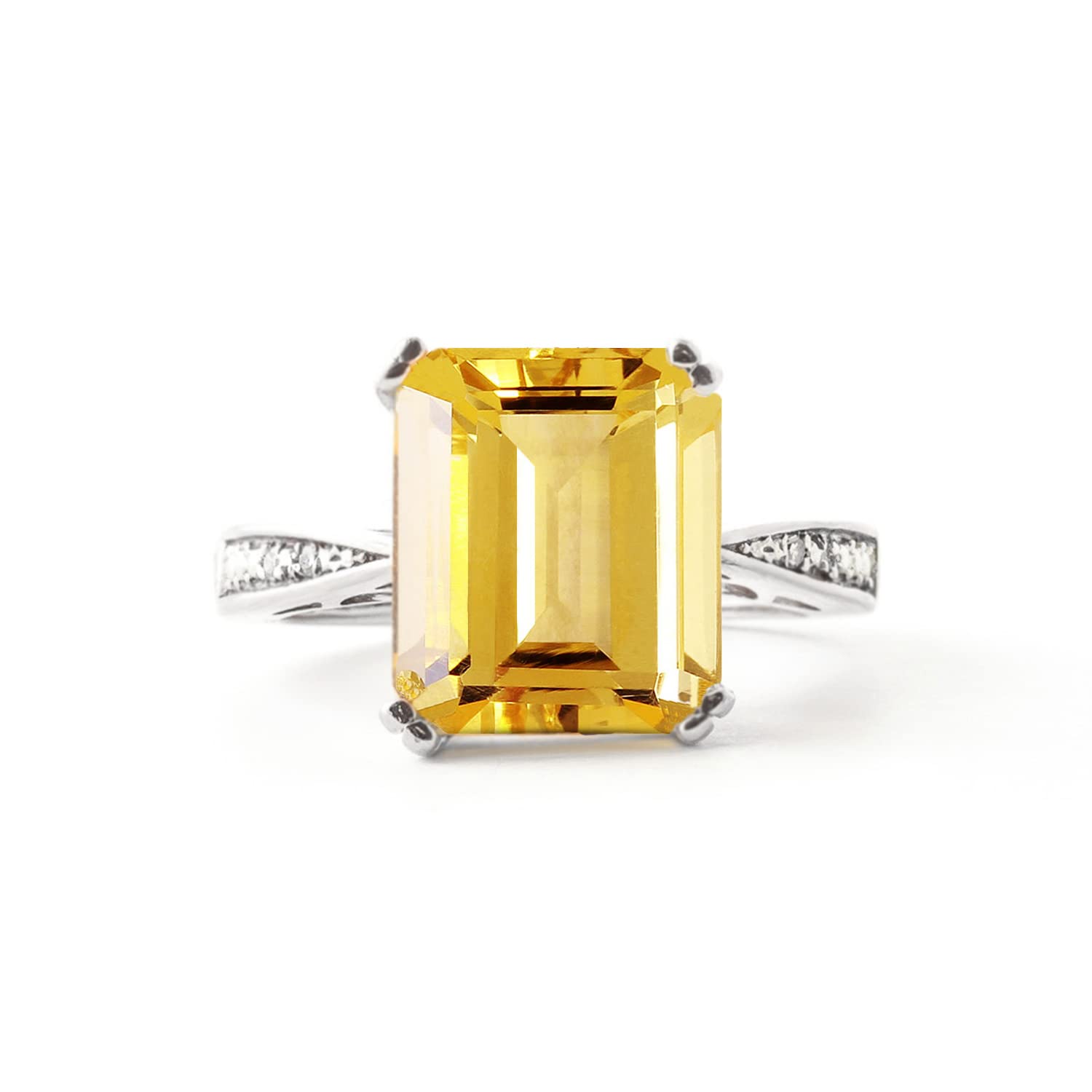 5.60 CT Octagon Citrine & Diamond Ring in 14K White Gold | Galaxy Gold GG | Elegant Jewelry for Weddings, Anniversaries & Special Occasions