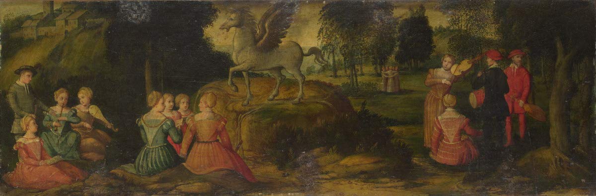 Berkin Arts Girolamo Romanino Giclee Print - Pegasus and The Muses Fine Art Reproduction Poster - Famous Painting Wall Decor for Living Room, Bedroom & Office