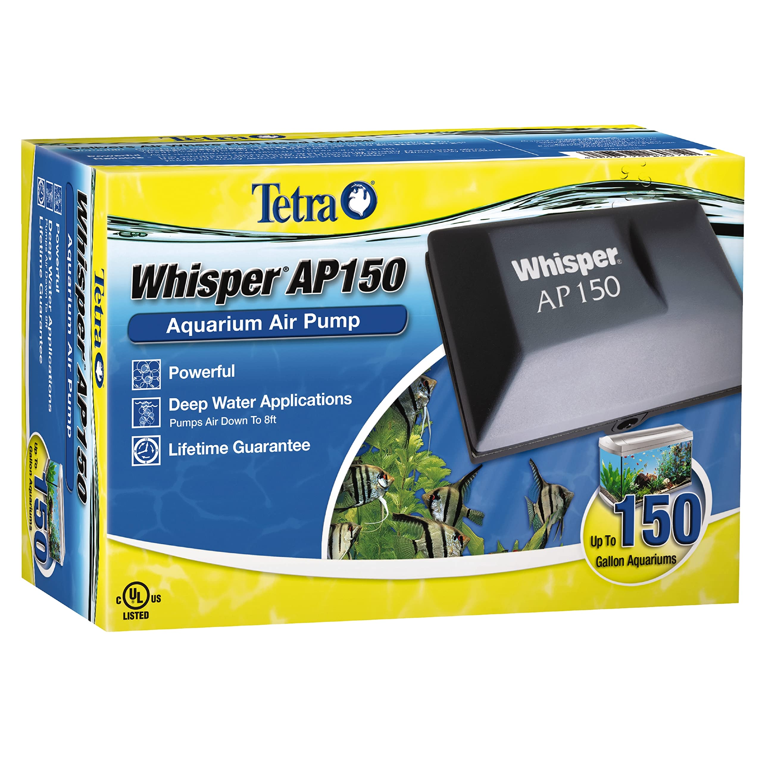 Tetra Whisper Air Pump for Deep Water Aquariums - Quiet Oxygen Pump for Fish Tanks, Ponds & Hydroponics - Ideal for Home, Office & Outdoor Use