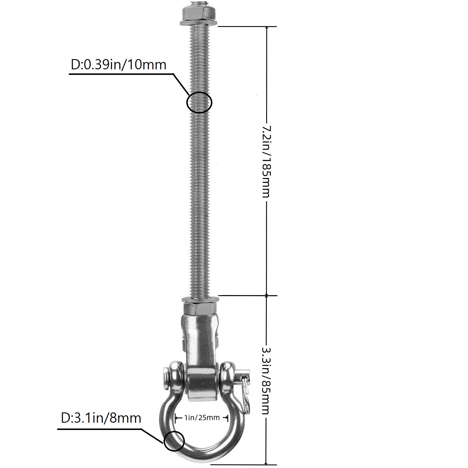 2 Heavy Duty Stainless Steel Swing Hangers with Bearings - Quiet & Smooth Swivel Hooks for Wood/Steel Beams - 1500 LB Capacity - Perfect for Hammocks, Yoga Swings, Porch Swings & Sandbags - Indoor/Outdoor Use for Backyard, Gym & Patio