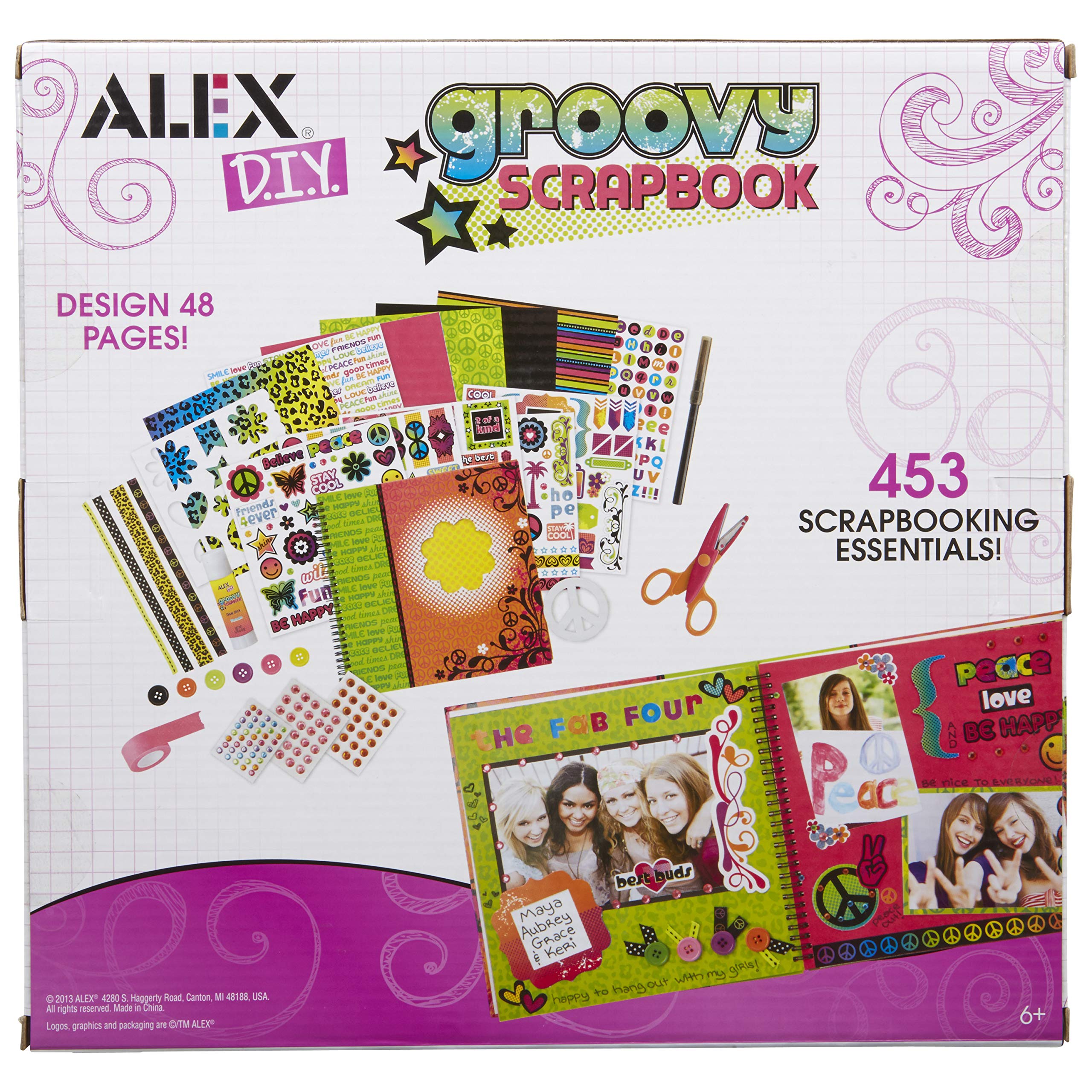 Alex Craft Groovy Scrapbook Kit - 48 Pages Creative Art Activity for Kids Ages 6+, Fun & Easy DIY Craft Project for Children's Imagination Development - Perfect for Birthday Gifts, School Projects & Family Bonding Time