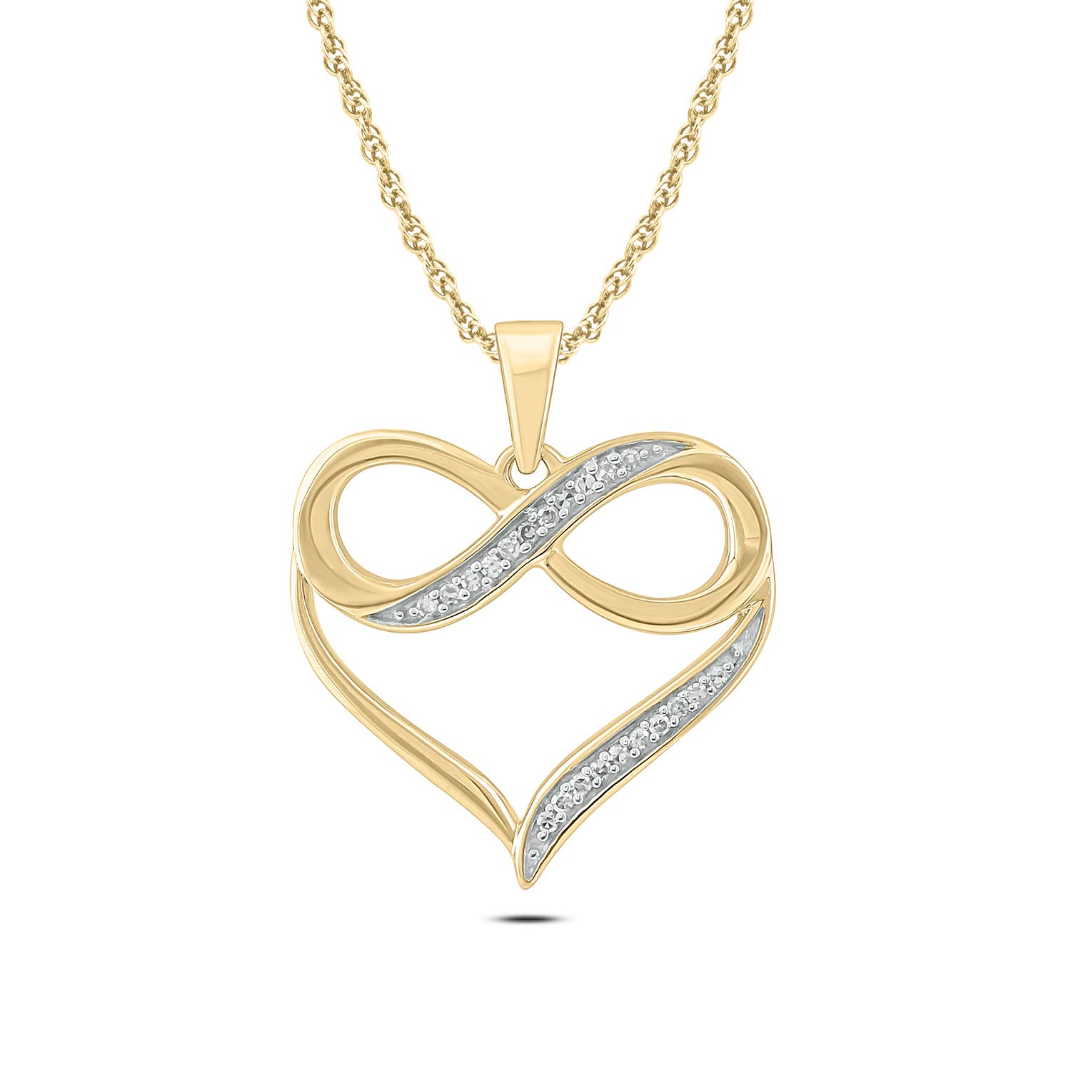 1/4ct & 1/20ct Natural Diamond Infinity Heart Pendant Necklace for Women - 10K White/Yellow/Rose Gold Jewelry Gift - Perfect for Anniversary, Valentine's Day & Romantic Occasions