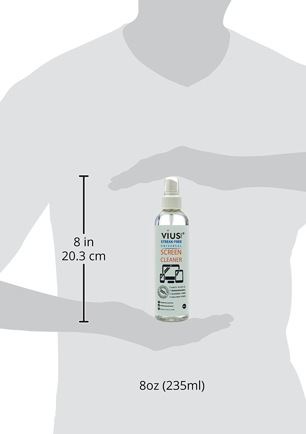 Premium Screen Cleaner Spray for LCD LED TVs, Laptops, Tablets, Monitors & Phones - 8oz Gentle Cleaning Solution for Fingerprints, Dust & Oil - Perfect for Home, Office & Travel Use