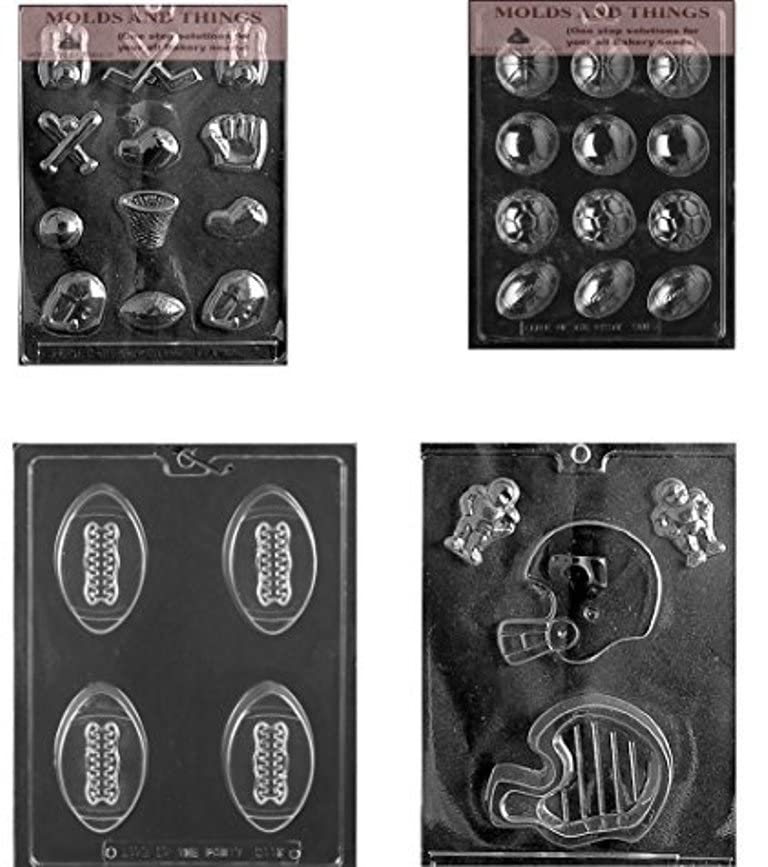 Football Chocolate Candy Mold Set - Football, Helmet & Sports Assortment with Molding Instructions | Perfect for Birthday Parties, Game Day Treats & Holiday Gifts
