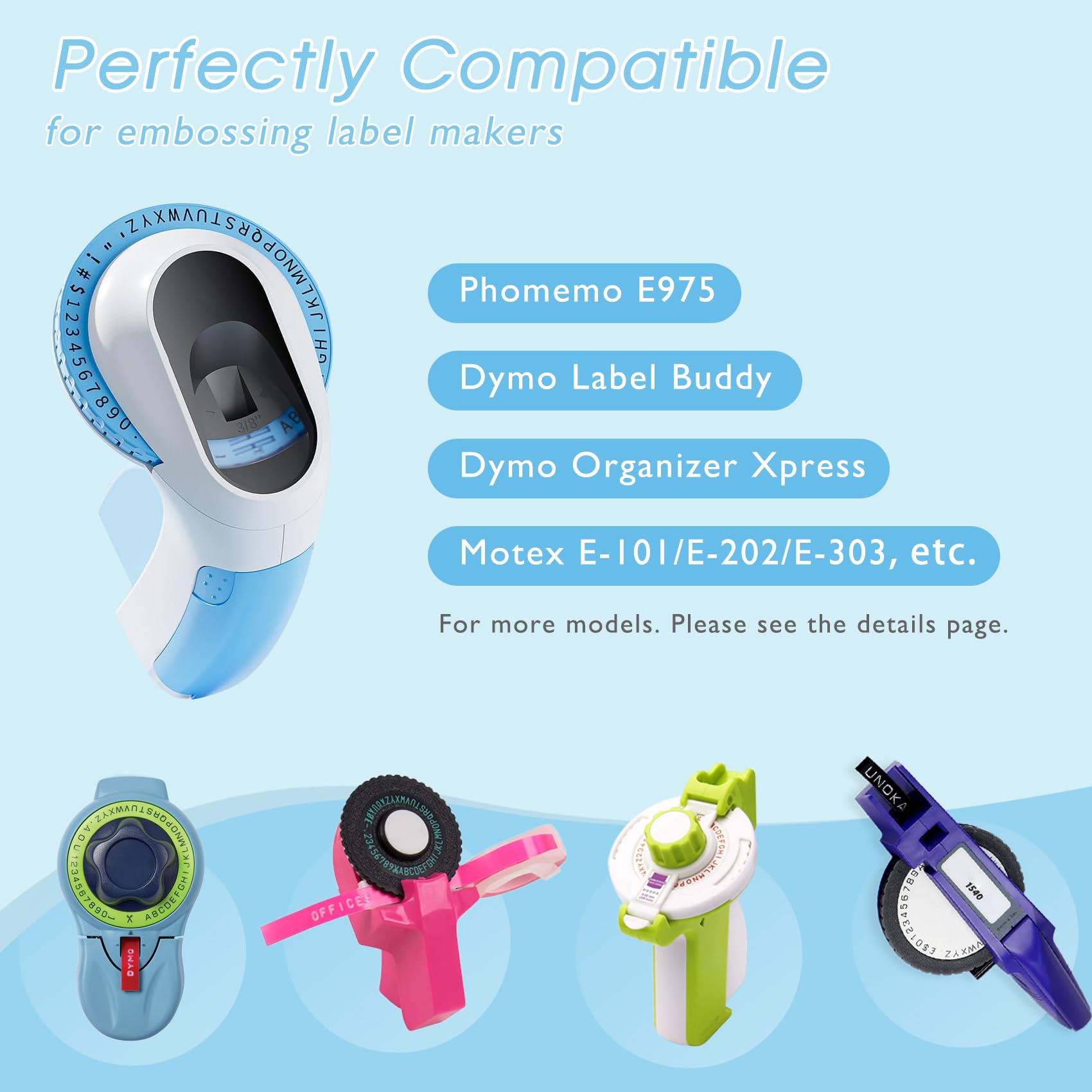 UNOKA Neon Embossing Tape Refills for DYMO Organizer Xpress Label Maker - 3/8