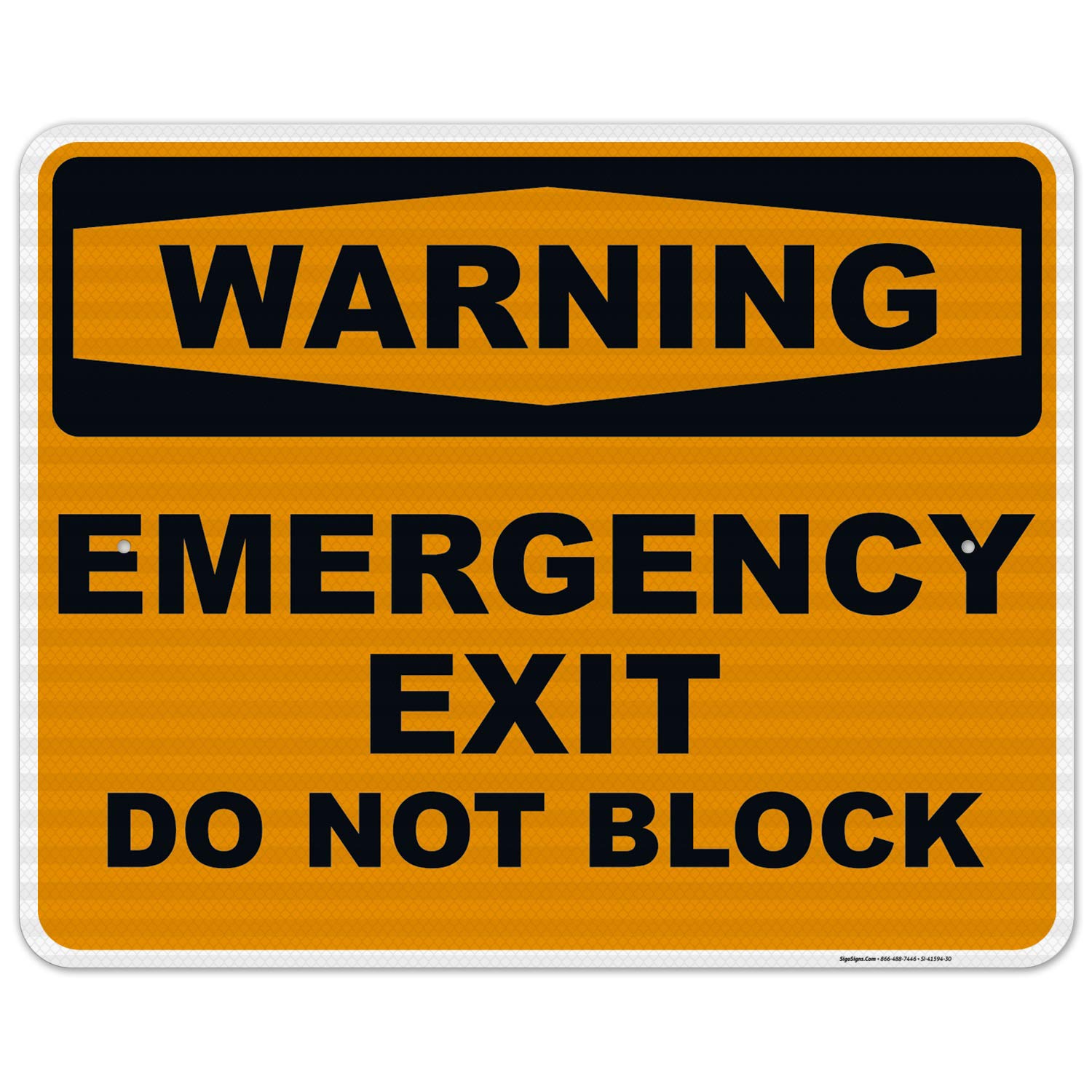3M EGP Reflective Emergency Exit Sign - 24x30 Inches, Do Not Block Warning Sign, .080 Aluminum, Fade Resistant, Easy Mounting for Indoor & Outdoor Use - Made in USA - Ideal for Offices, Warehouses & Public Buildings