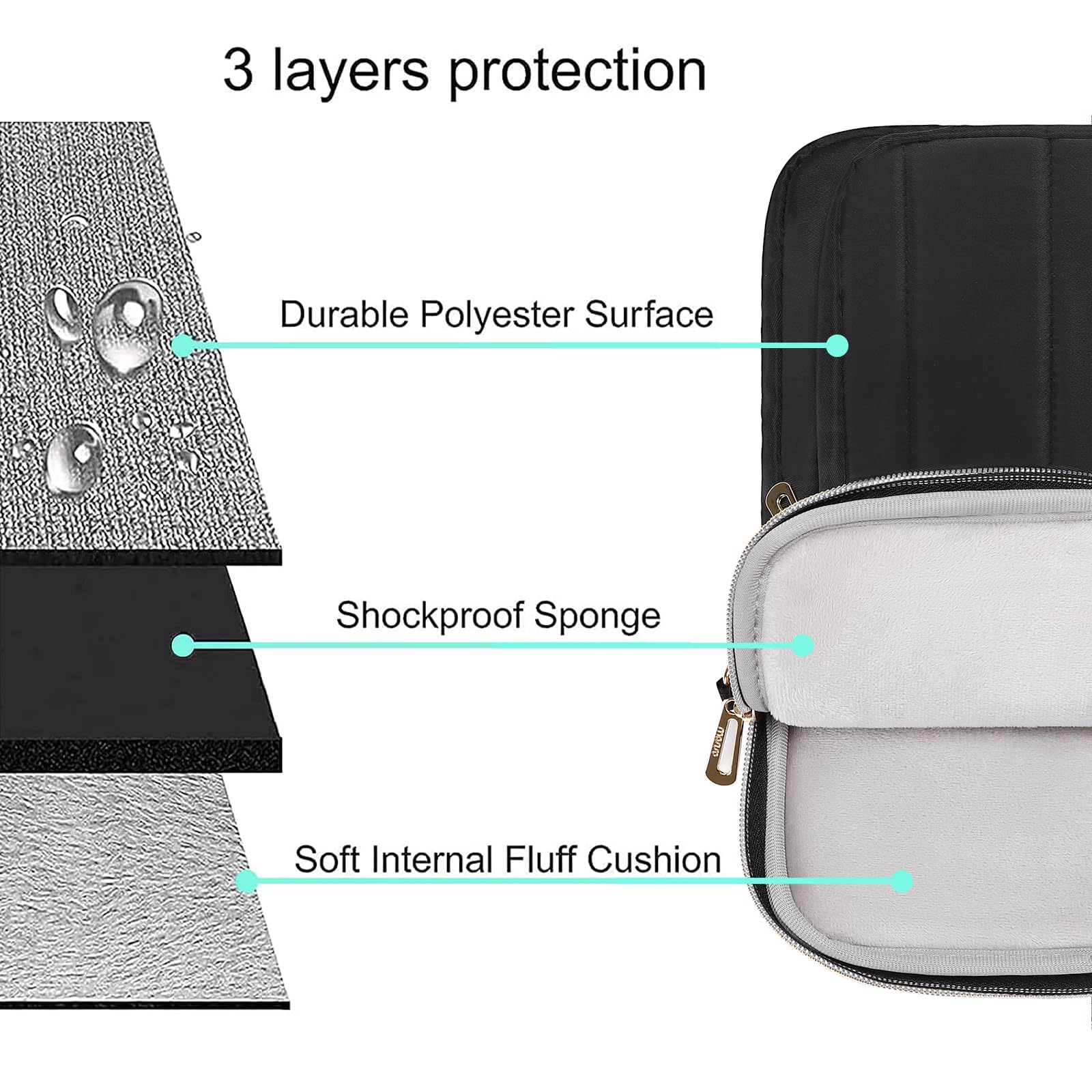 MOSISO 15-15.6 Inch Laptop Shoulder Bag for MacBook Pro 16, HP, Dell, Lenovo, Asus Notebook - 2 Front Zipper Pockets with Handle & Belt - Perfect for Work, Travel & College (Black)