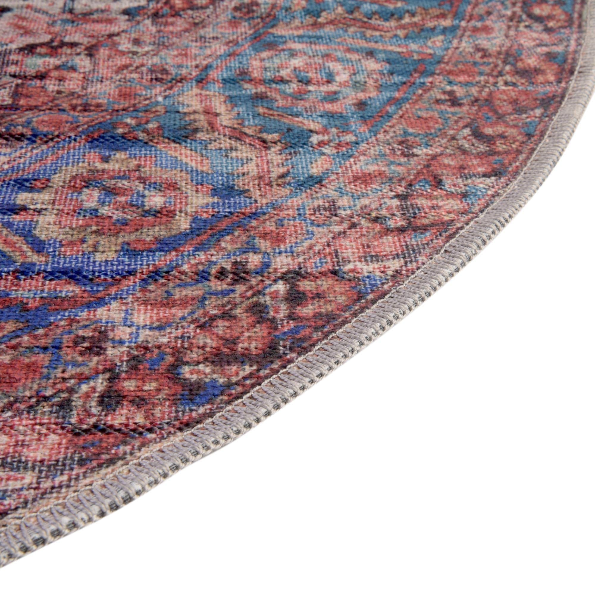 Washable Pink Low-Pile Rug 5' x 8' Oval - Soft & Durable Maahru Collection for Living Room, Dining Room & Open Floor Plans | Pet & Kid Friendly Home Decor