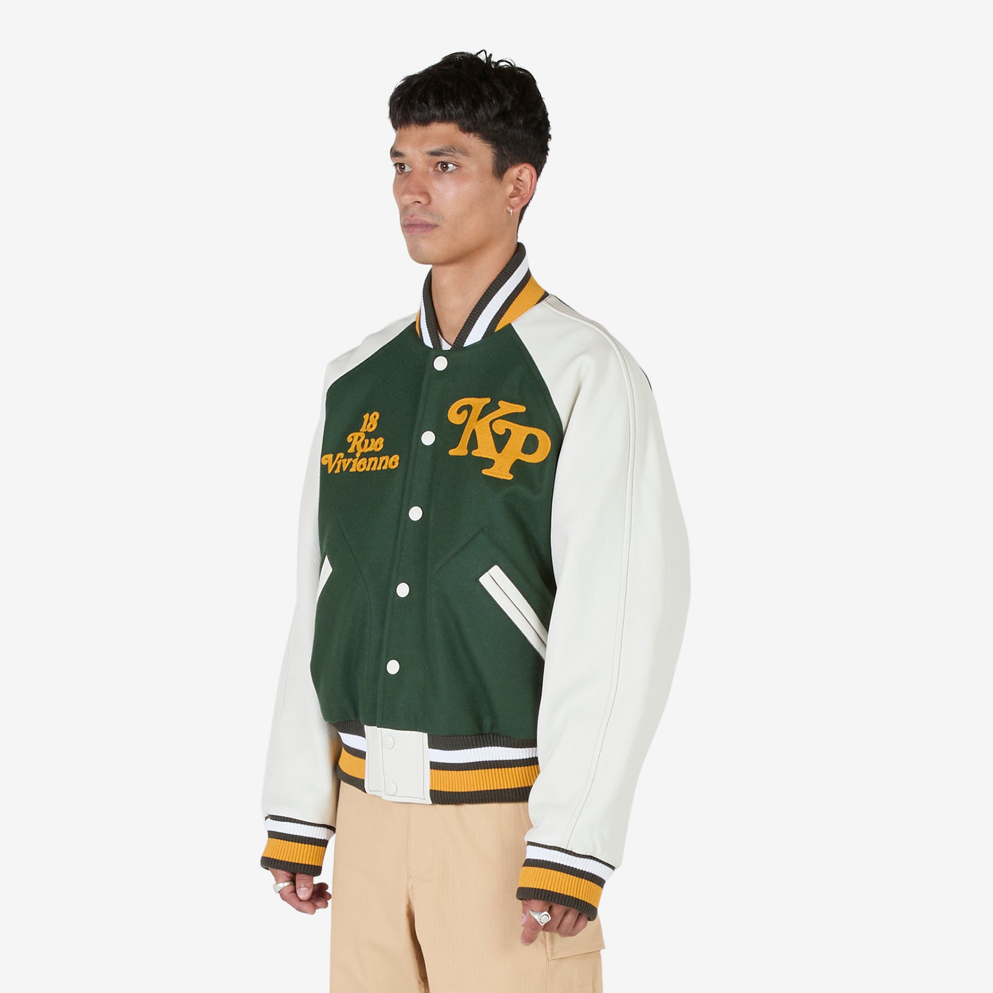 KENZO by Verdy Varsity Jacket in Dark Khaki - Stylish Vintage Baseball Jacket for Men & Women | Perfect for Streetwear, Casual Outfits, and Fashion Statements