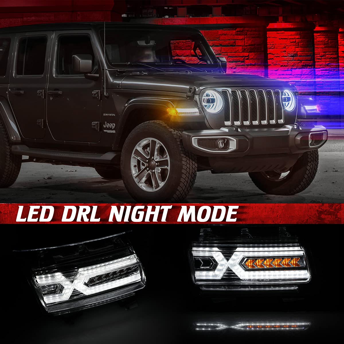 LED Sequential Turn Signal Lights for Jeep Wrangler JL (2018-2024) & Gladiator JT (2020-2024) - Clear Lens Side Marker Lights - 1 Pair - Not Compatible with Sport/Sport S Models - Upgrade Your Off-Road Vehicle Lighting for Enhanced Safety & Style