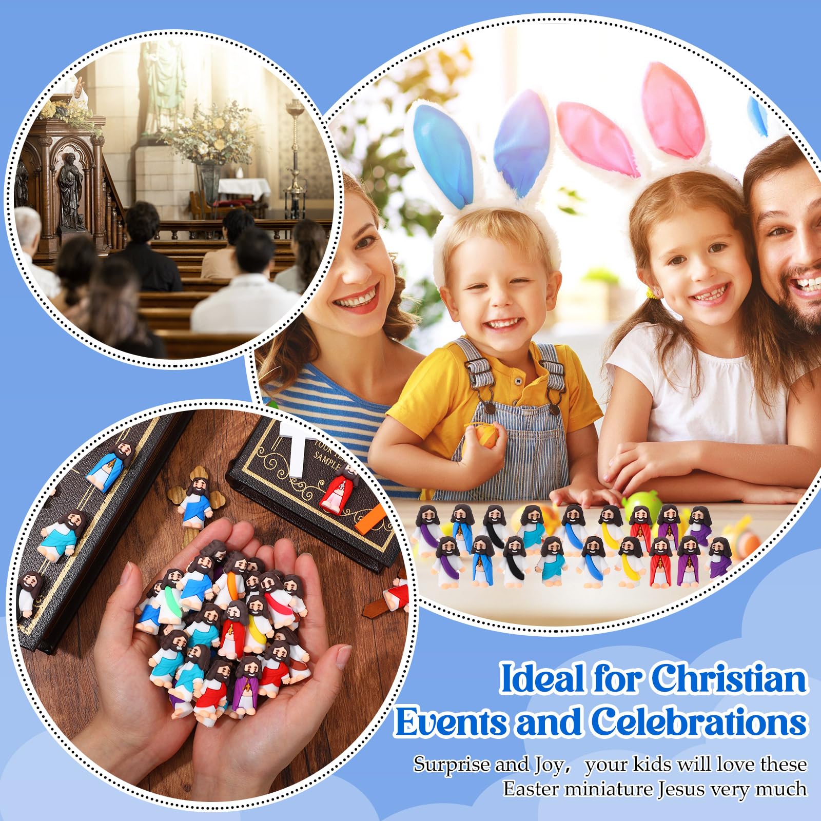 Bememo 50 Pcs Easter Jesus Figurines - Religious Gifts for Church & Sunday School