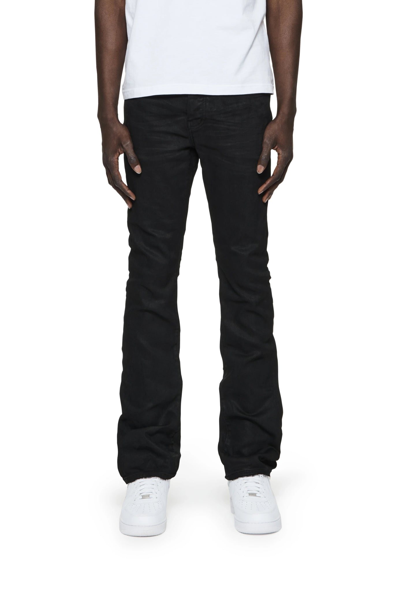 Purple Brand P004 BLRE Black Resin Flare Jeans for Women - High Waisted Stretch Denim Pants for Casual Wear & Night Out