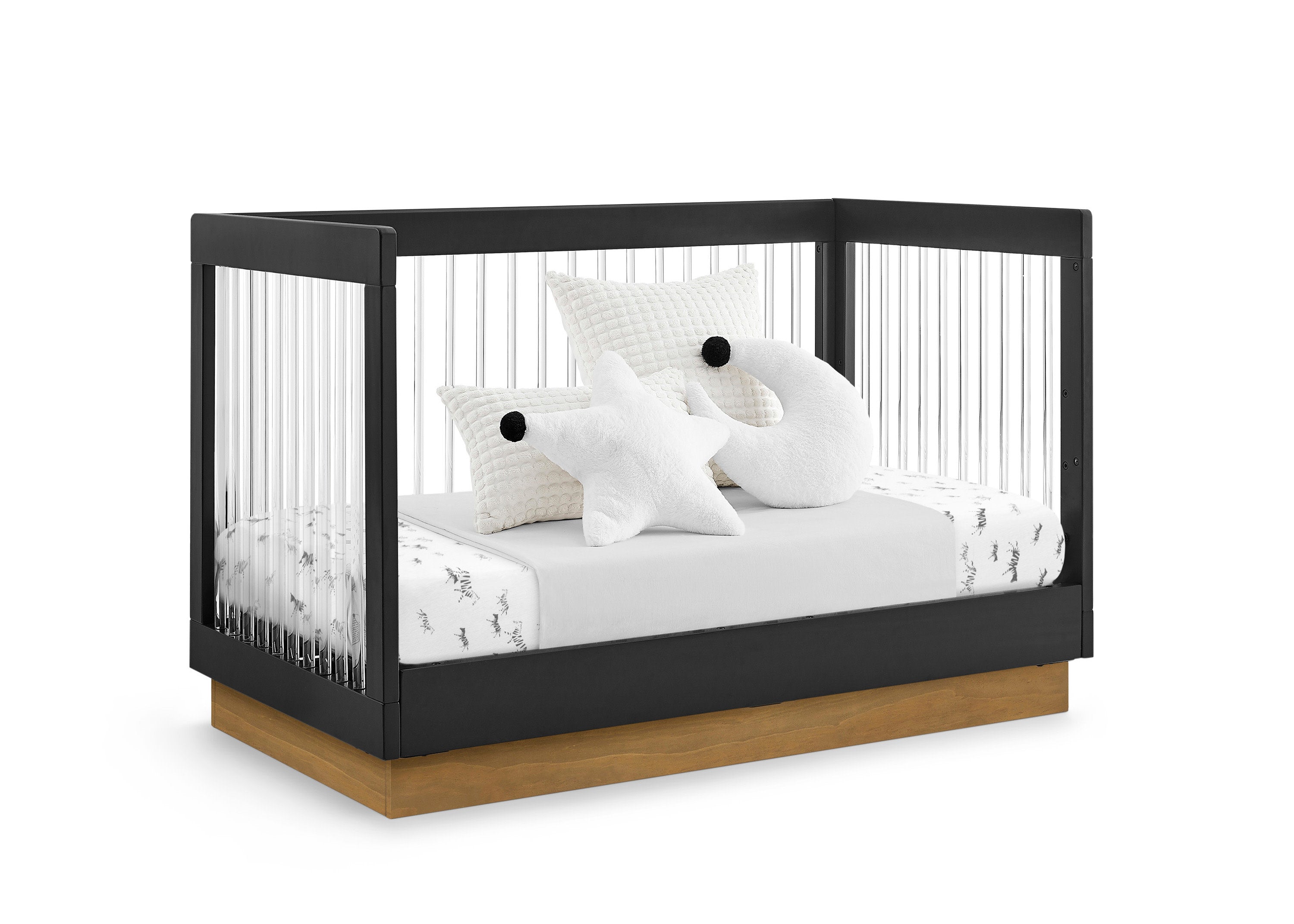 James Acrylic 4-in-1 Convertible Baby Crib - Modern Nursery Furniture for Newborn to Toddler | Perfect for Small Spaces & Minimalist Bedrooms