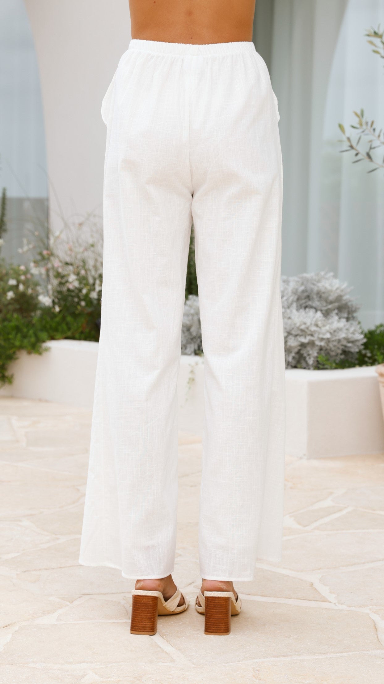 Liana Off Shoulder Crop Top and High Waisted Pants Set - Women's Summer Fashion Outfit in White | Perfect for Beach Vacation, Date Night & Casual Wear