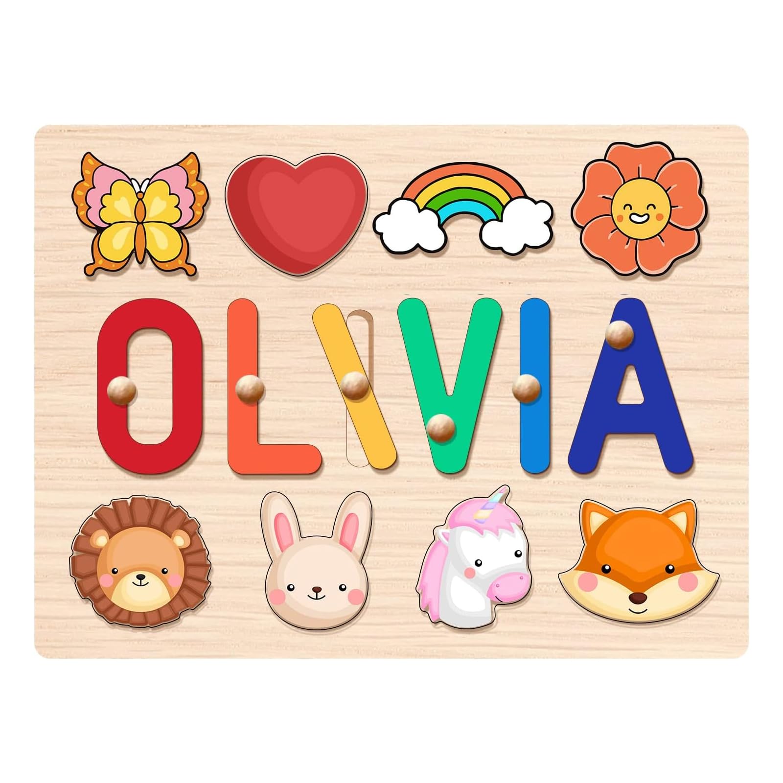Personalized Wooden Name Puzzle for Kids - Custom 1st Birthday Gift for 1 Year Old Boys & Girls - Early Learning Educational Toy - Perfect for Easter, Birthday & Toddler Gifts - Great for Nursery Decor & Montessori Learning Activities
