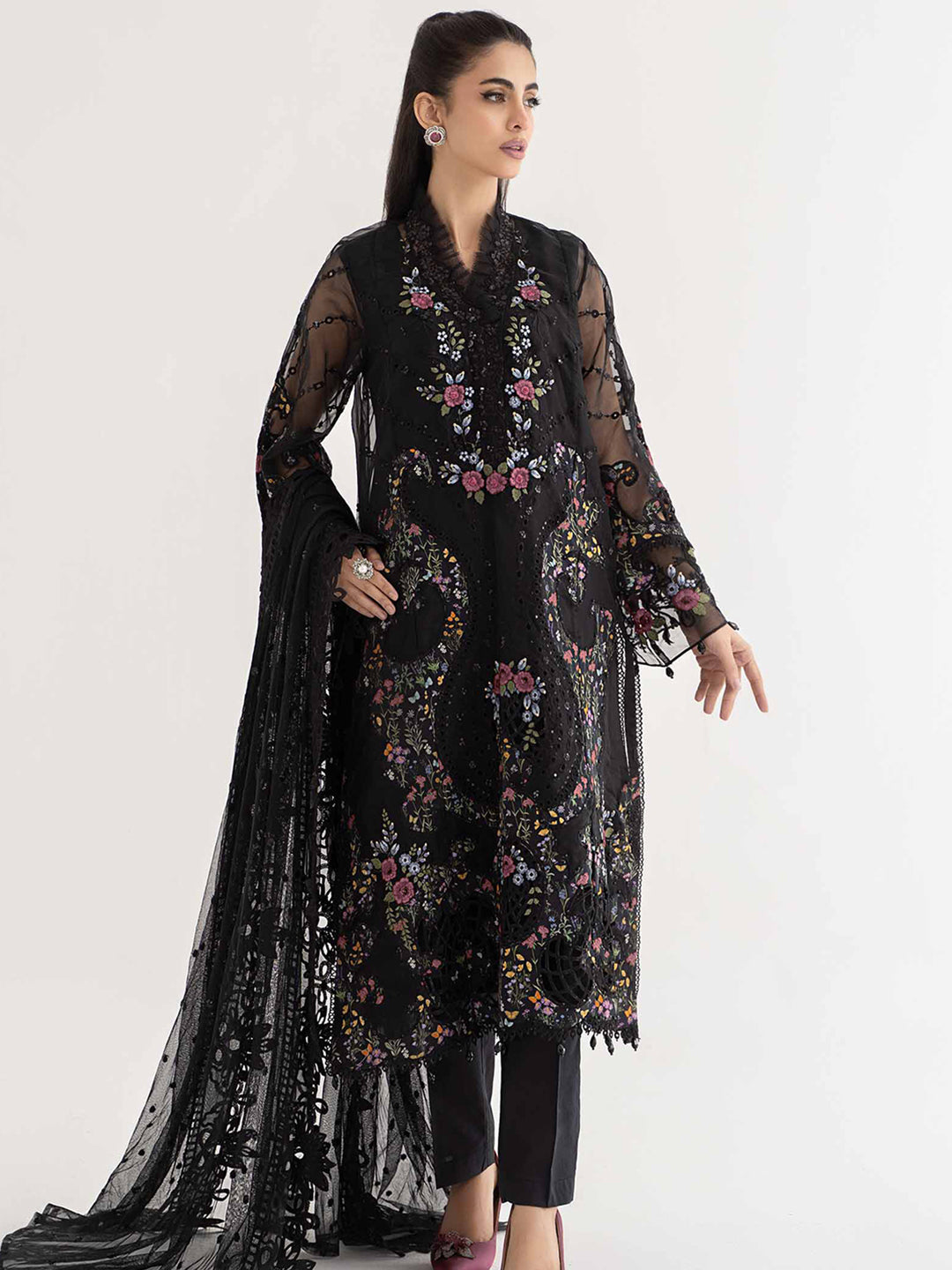 Elegant Black Eid Special Designer Pant Suit with Intricate Embroidery - Perfect for Festive Celebrations, Weddings & Special Occasions