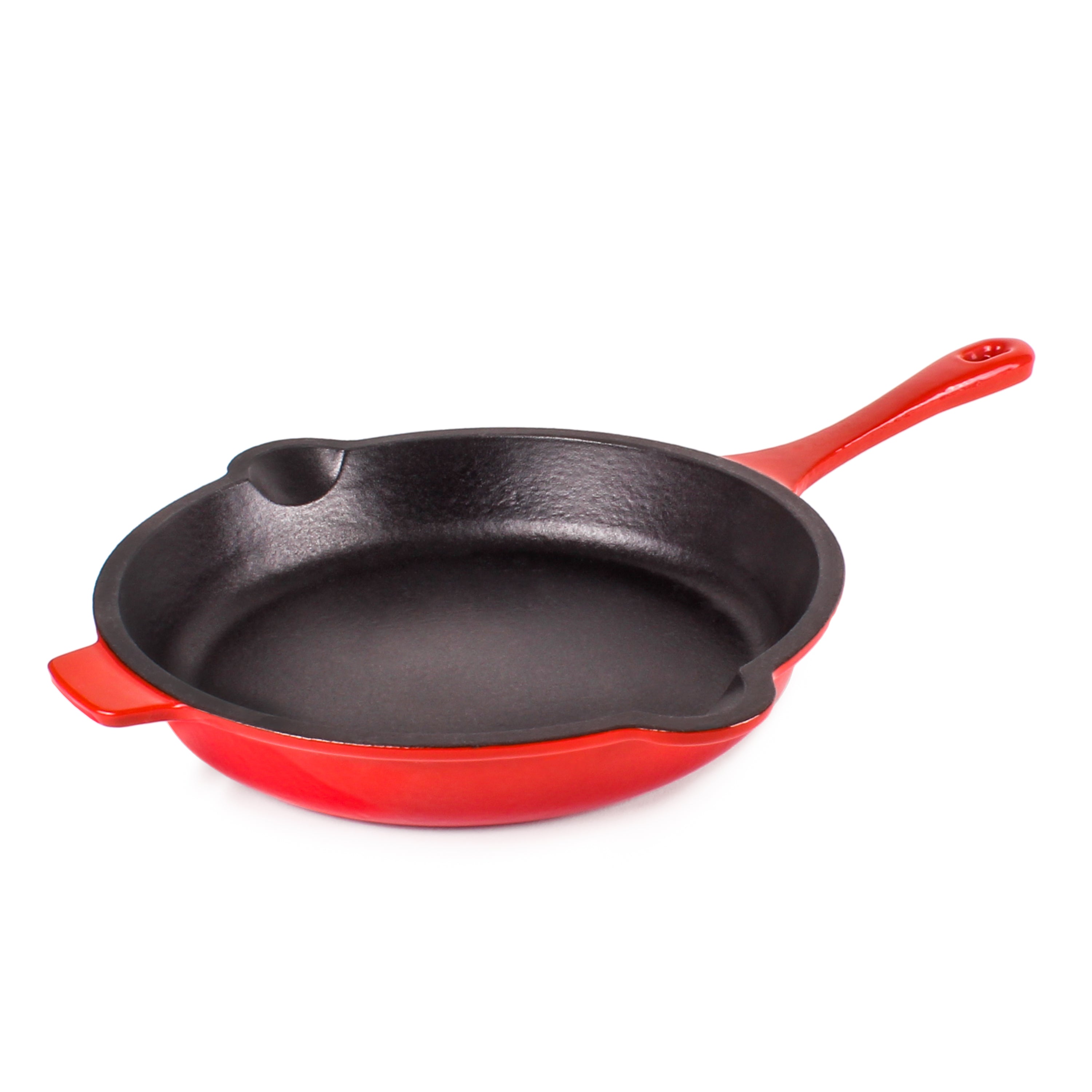 BergHOFF Neo 3-Piece Cast Iron Cookware Set - Red Fry Pan, Grill Pan & Slotted Steak Press | Heavy Duty Non-Stick Skillet for Searing, Grilling & Cooking Steaks | Perfect for Stovetop, Oven & Outdoor BBQ Use