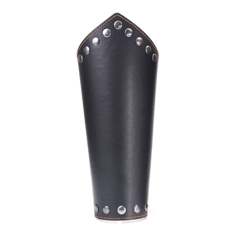 Hanv Men's Black & Brown Leather Wristband - Punk Rock Biker Wide Strap Bracelet, Arm Cuff for Motorcycle Riding, Concerts & Gothic Fashion Accessories